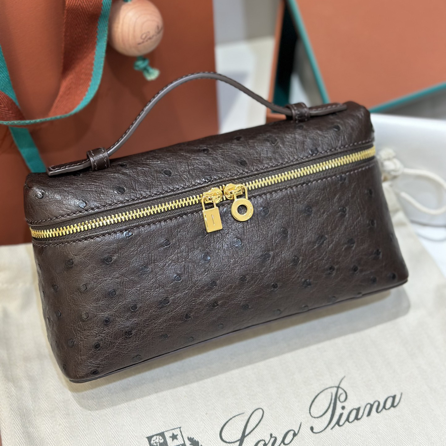 NIGO Loro Piana Extra pocket L19 Extra Pocket Women's Solid Color Double Zipper Closure Calfskin Shoulder Bag Bags #nigo75346