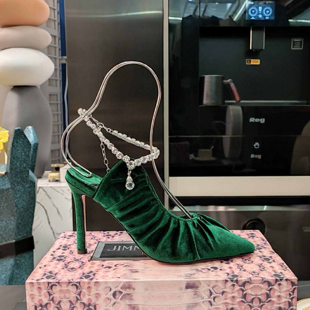 NIGO JIMMY CHOO Women's Summer Crystal Chain 16cm High Heel Sandals Shoes #nigo75347