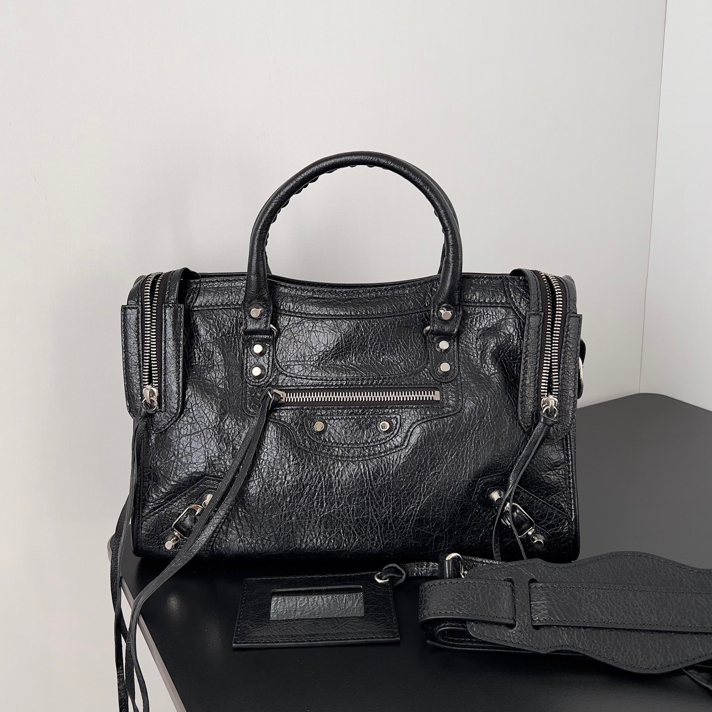 NIGO Balenciaga Men's And Women's Solid Color Zipper Closure Adjustable Detachable Shoulder Strap Goatskin Shoulder Handbag Bag Bags #nigo75368