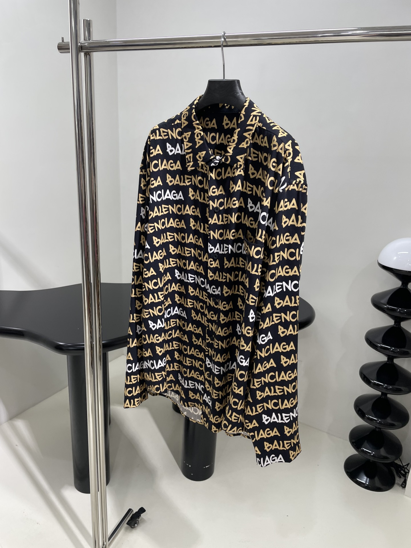 NIGO Balenciaga Men's And Women's Summer Logo Letters Full Print Printing Single Breasted Long Sleeved Shirt #nigo75354