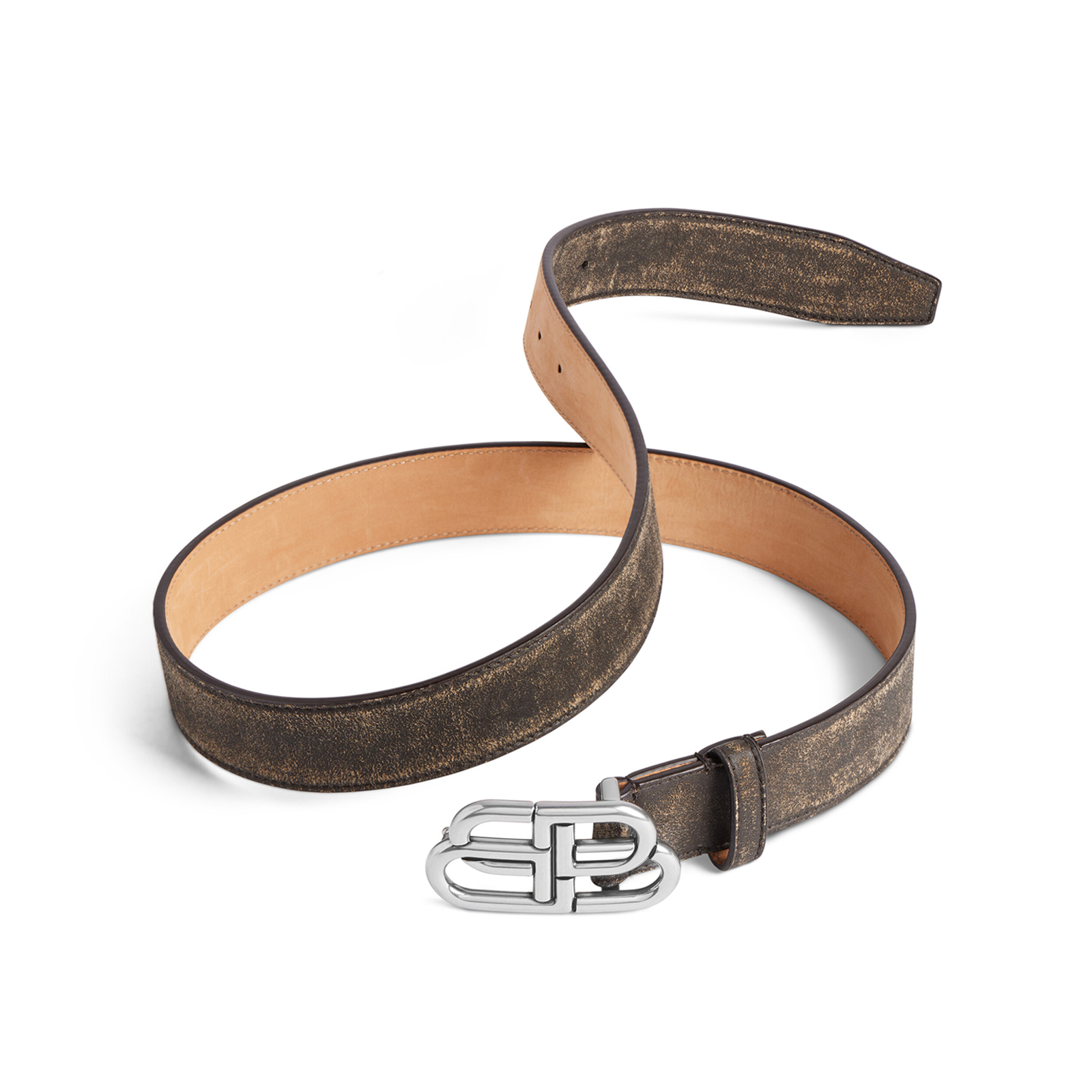 NIGO Balenciaga Men's Silver Lock Buckle Solid Color Cowhide Belt #nigo75364