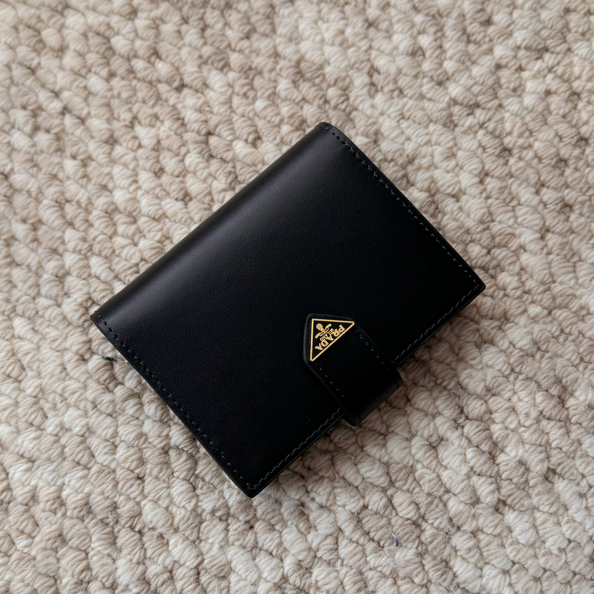 NIGO Prada Men's Triangle Logo Black Leather Coin Purse Card Case Bag Bags #nigo75361