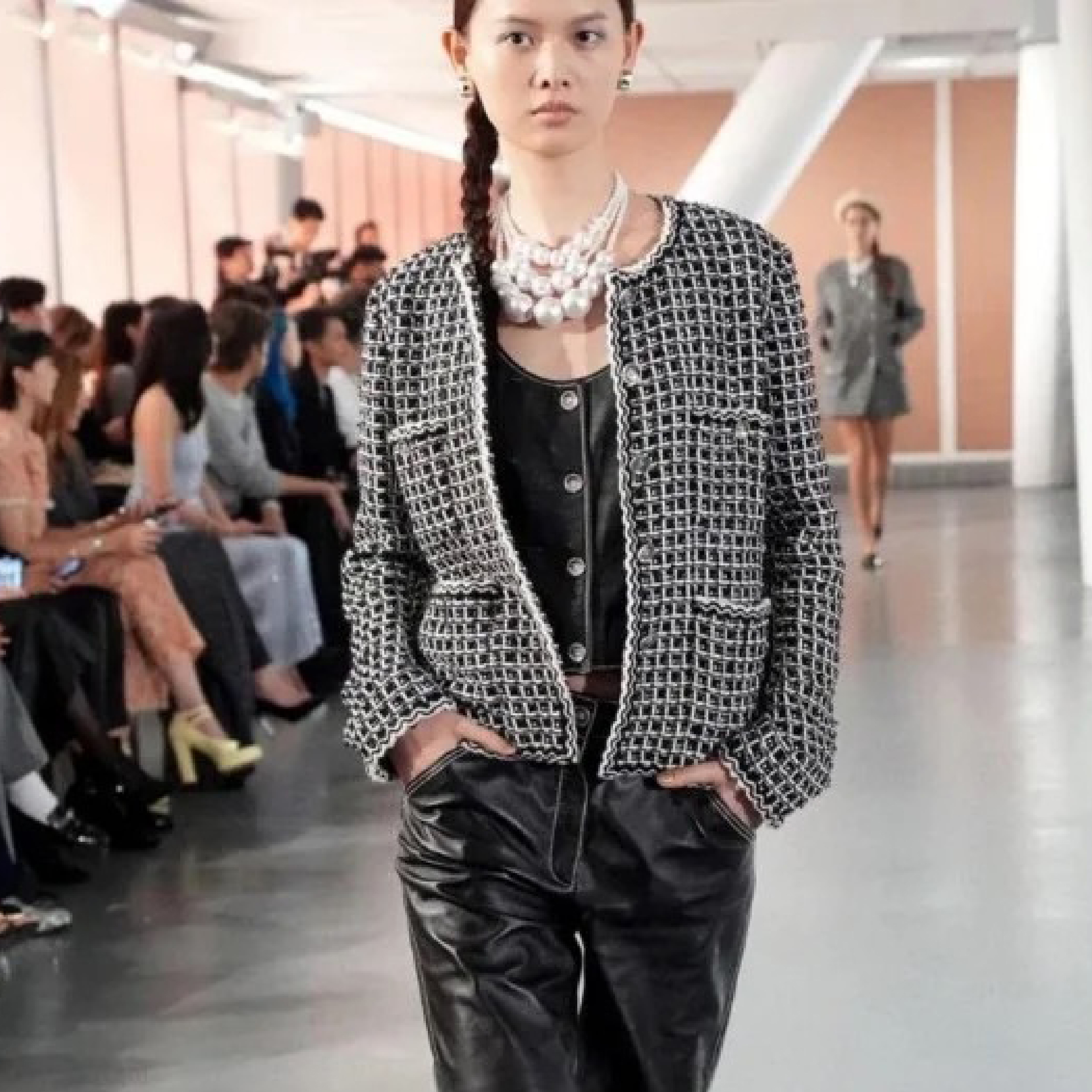 NIGO Chanel Women's Spring And Fall Plaid Woven Jacket Tweed Fashion Temperament Black And White Round Neck Single-breasted Jacket Ngvp #nigo9993