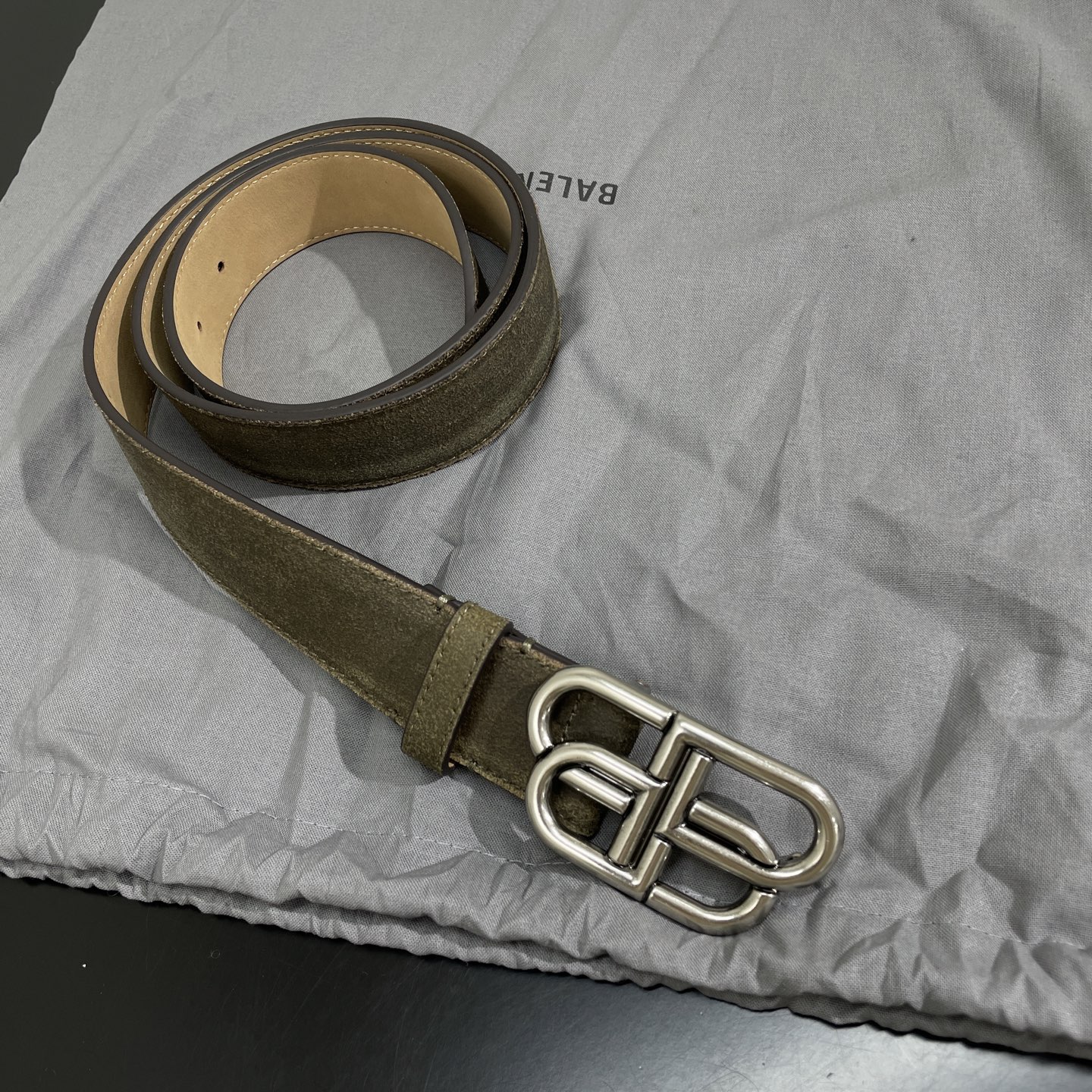 NIGO Balenciaga Men's Silver Lock Buckle Solid Color Cowhide Belt #nigo75364