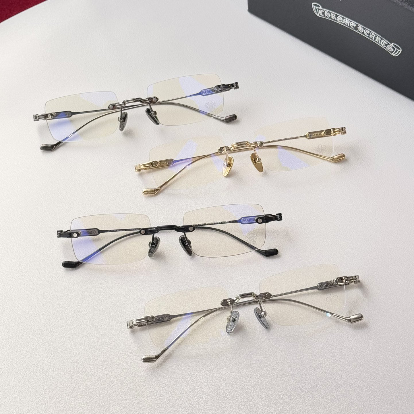 NIGO Chrome Hearts Men's Women's Solid Color Mirror Arm Carved Decoration Casual Fashion Square Glasses #nigo75355