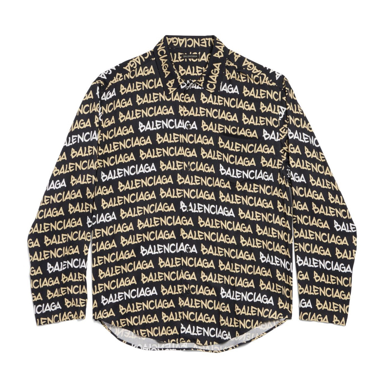 NIGO Balenciaga Men's And Women's Summer Logo Letters Full Print Printing Single Breasted Long Sleeved Shirt #nigo75354