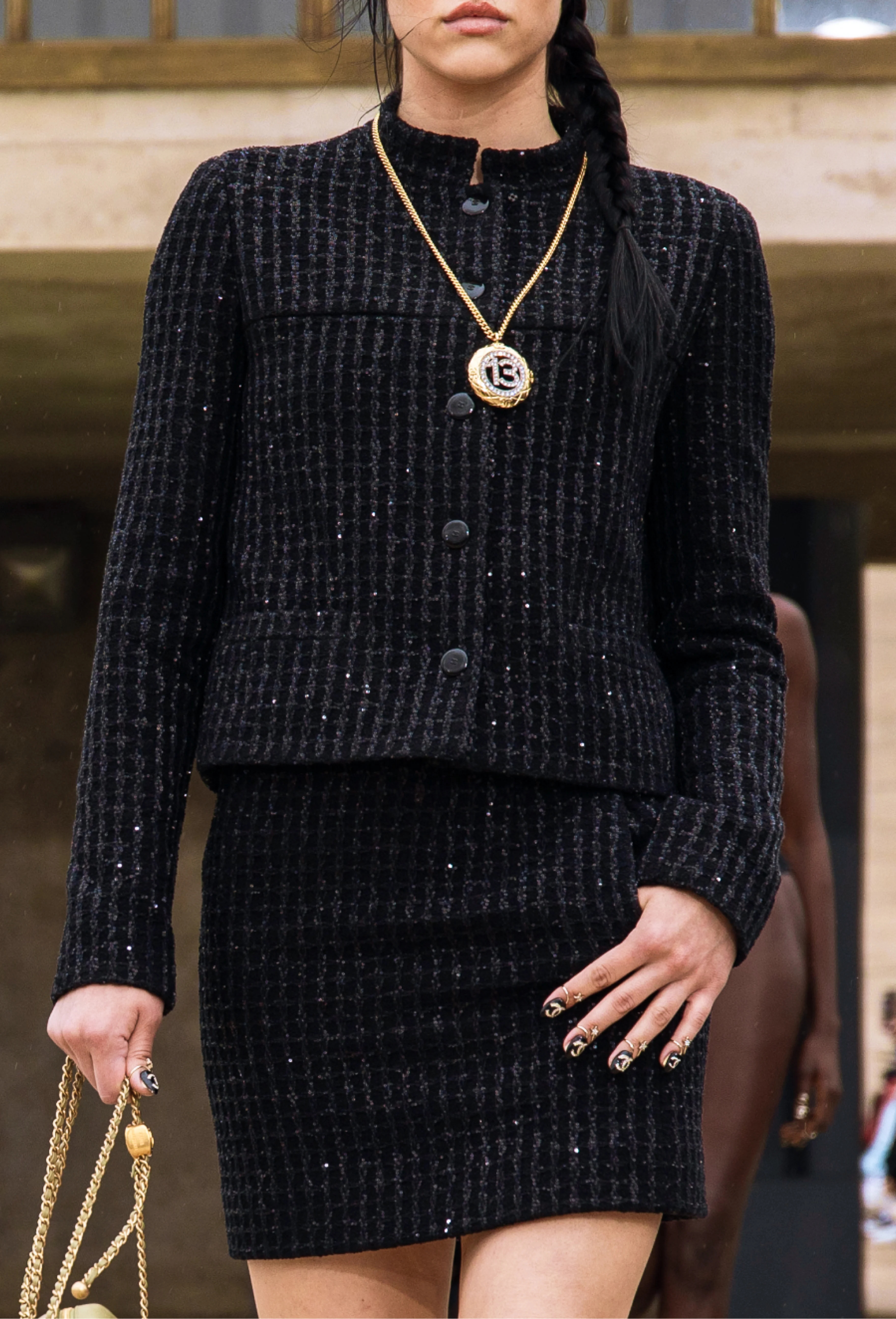 NIGO Chanel Women's Spring & Autumn Shiny Tweed Standing Collar Solid Color Long Sleeve Single Breasted Jacket Ngvp #nigo9967