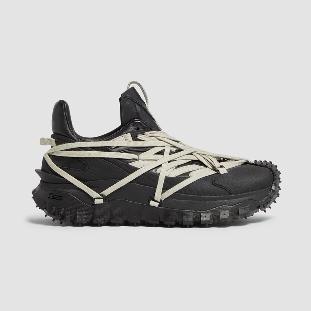 NIGO Rick Owens x Moncler Men's Women's Four Seasons Round Toe Lace Up Solid Color Low Top Casual Shoes Trailgrip Megalace Leather Sneakers Shoes Ngvp #nigo9968