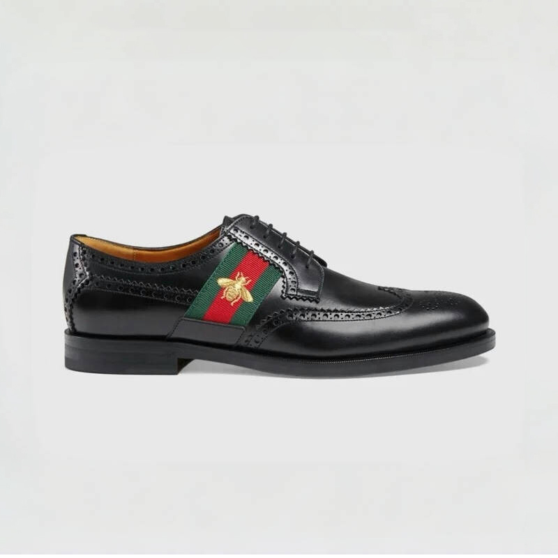 NIGO Gucci Men's Spring and Autumn Solid Color Leather Low Top Lace-up Loafers Shoes #nigo75372