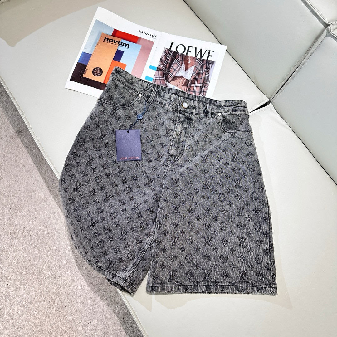 NIGO Louis Vuitton Men's Summer Letter Print Solid Color Single Breasted Short Sleeved Denim Jacket Casual Jeans Suit Set #nigo75374