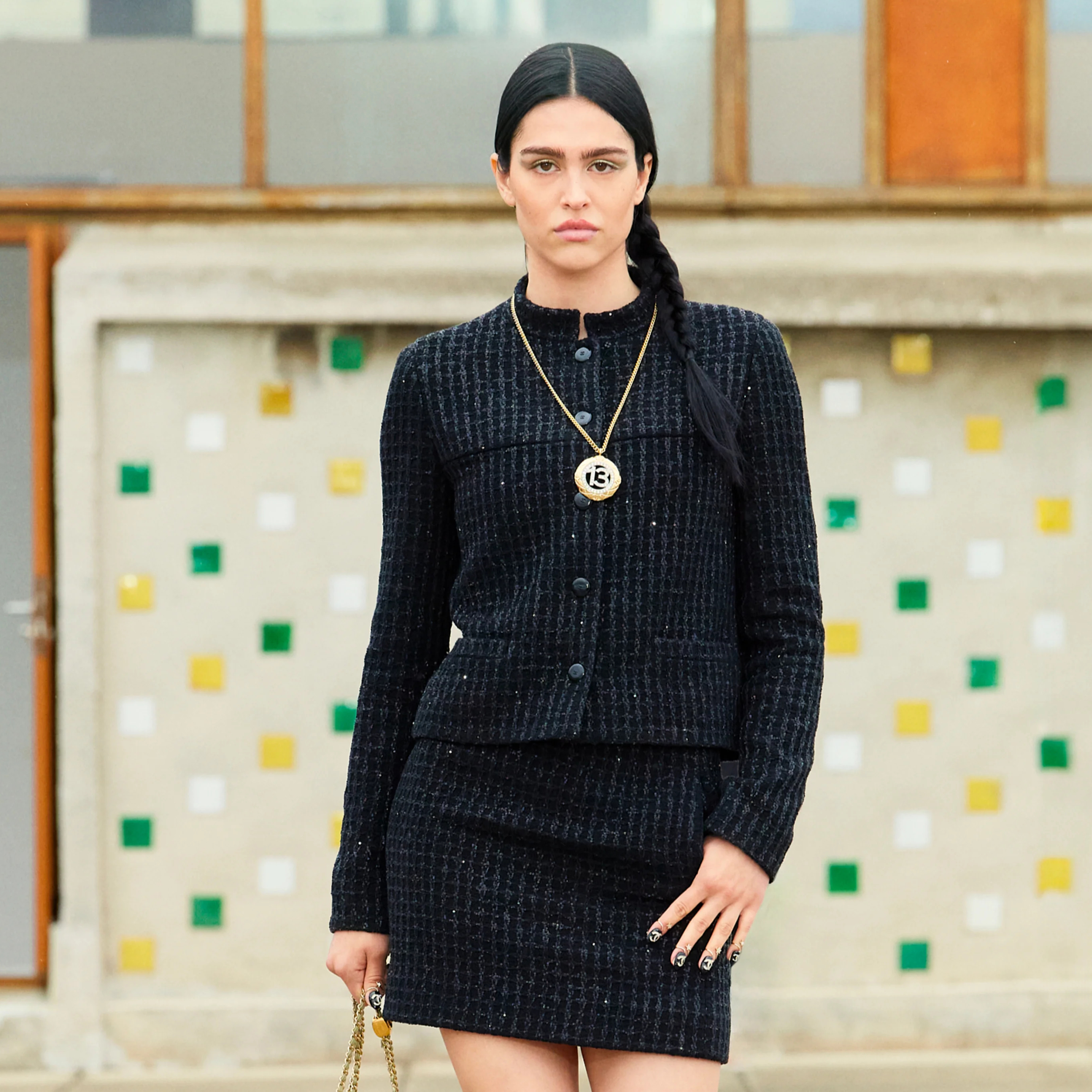 NIGO Chanel Women's Spring & Autumn Shiny Tweed Standing Collar Solid Color Long Sleeve Single Breasted Jacket Ngvp #nigo9967