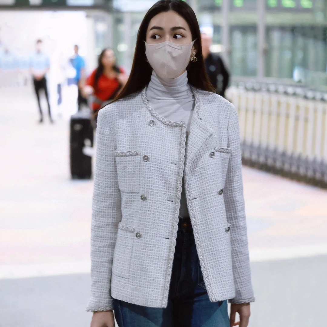 NIGO Chanel Women's Spring And Autumn Round Neck Cotton Double Breasted Multi-Pocket Long Sleeve Solid Color Tweed Jacket Ngvp #nigo9966