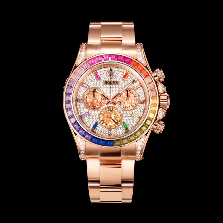 NIGO Rolex Men's Rainbow Diamond Bezel Automatic Mechanical Movement Steel Strap Watch #nigo75365