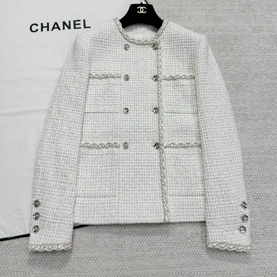 NIGO Chanel Women's Spring And Autumn Round Neck Cotton Double Breasted Multi-Pocket Long Sleeve Solid Color Tweed Jacket Ngvp #nigo9966