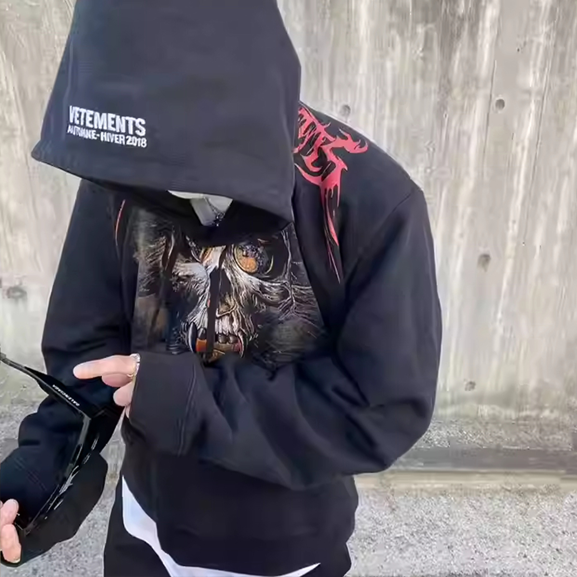 NIGO Vetements Men's Shoulder Pads Ghost Face Sweater Pullover Hoodie Autumn Winter High Street Hip-hop Printing Casual Sweatshirt Ngvp #nigo9997