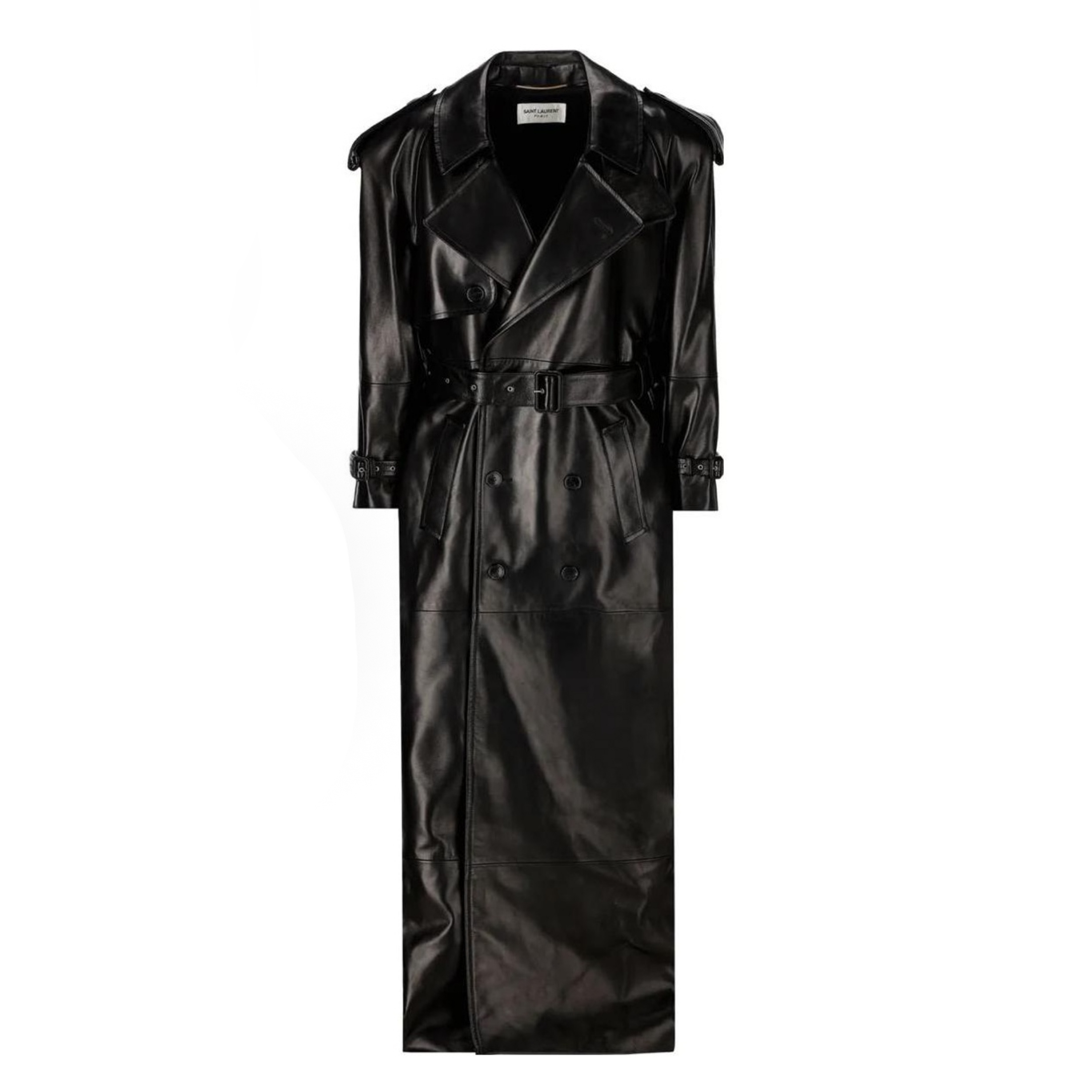 NIGO SAINT LAURENT Women's Ultra-long Leather Jacket Temperament Fashionable And Elegant Luxury Belt Trench Coat Spring And Fall Lapel Long-sleeved Loose Jacket Ngvp #nigo9999