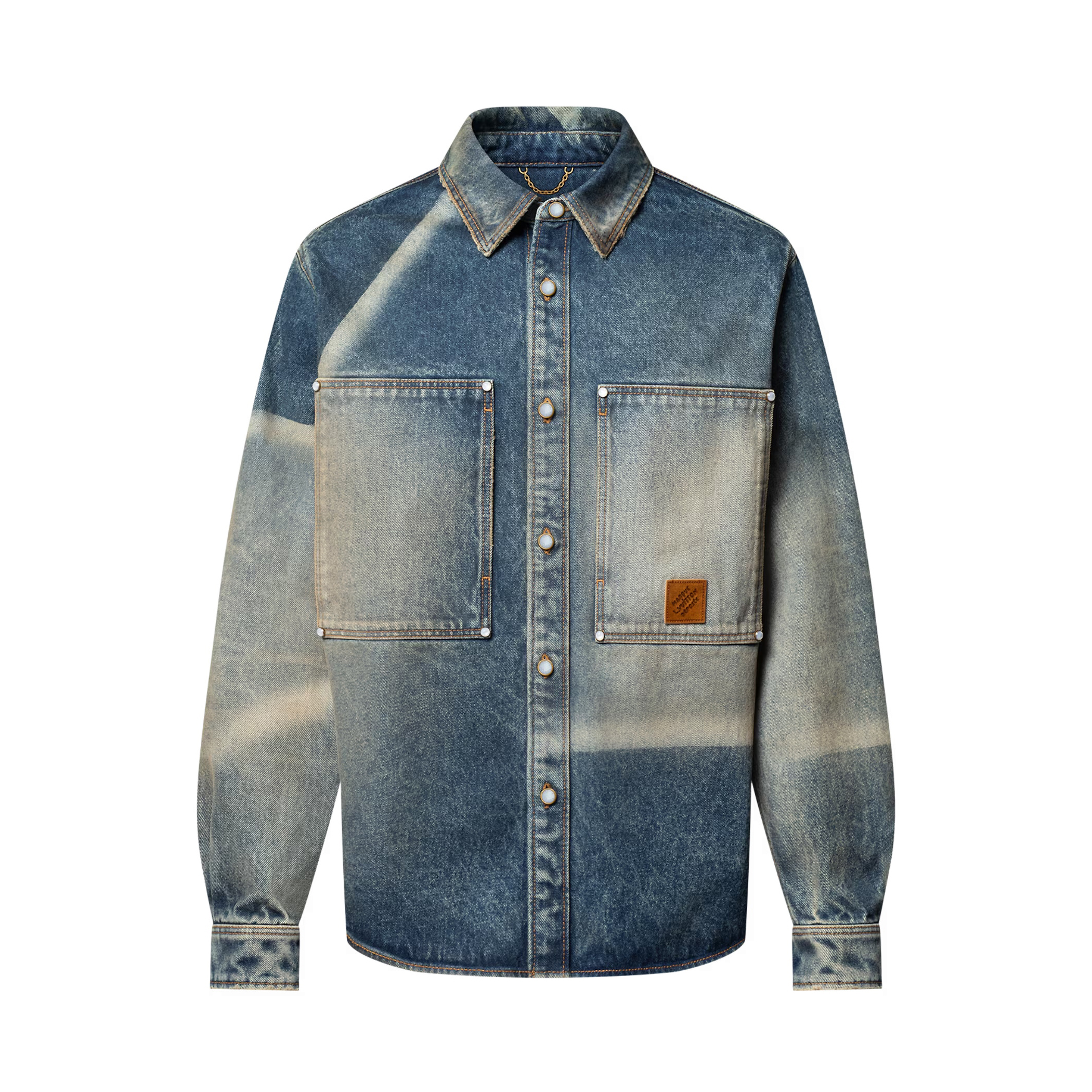 NIGO Louis Vuitton Men's Spring And Fall Blue Logo Badge Lapel Single Breasted Gradient Long Sleeved Shirt Jacket #nigo75392