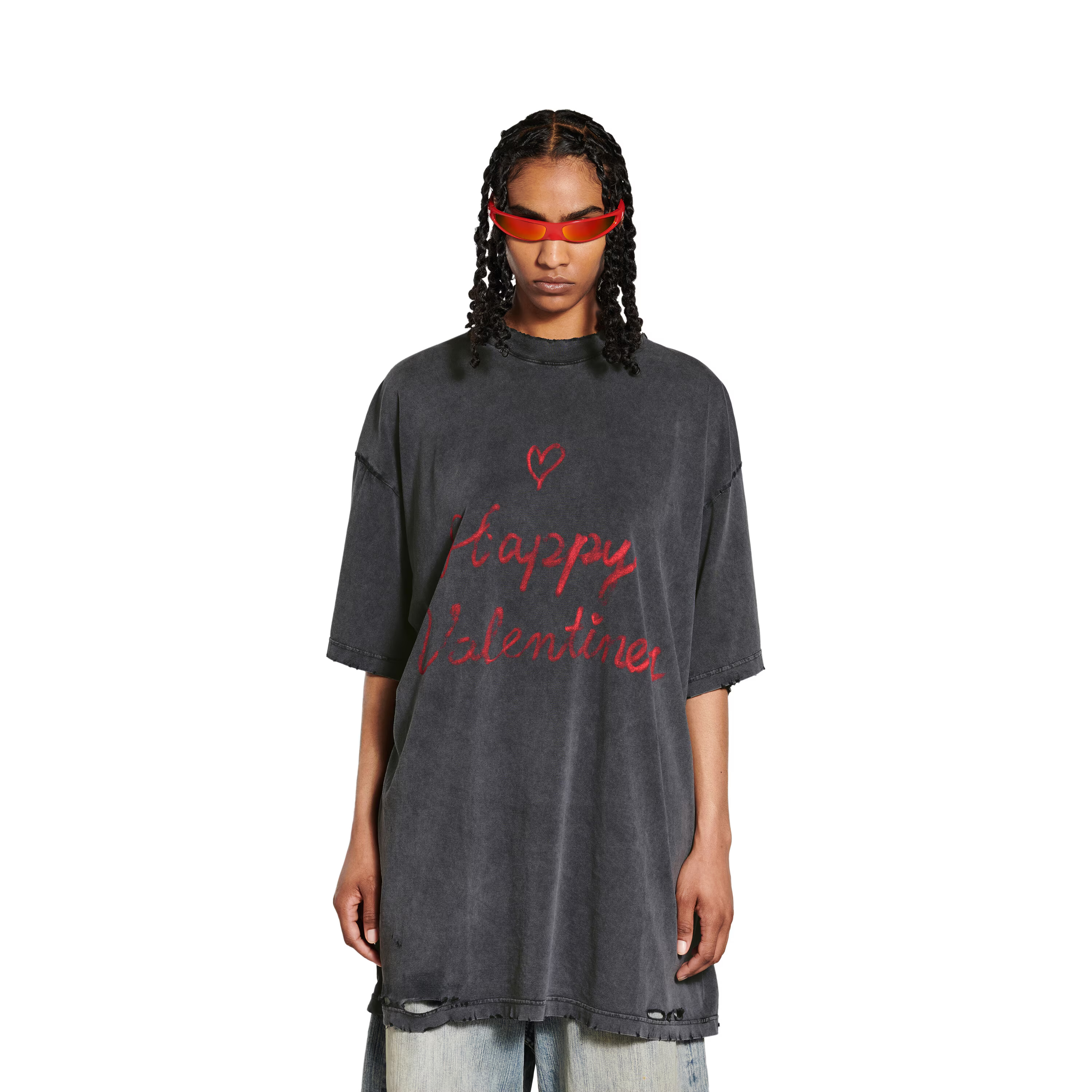 NIGO Balenciaga Men's Women's Vintage Aged Solid Color Knit Crew Neck Straight Short Sleeve Lipstick Valentines T-shirt Ngvp #nigo1132
