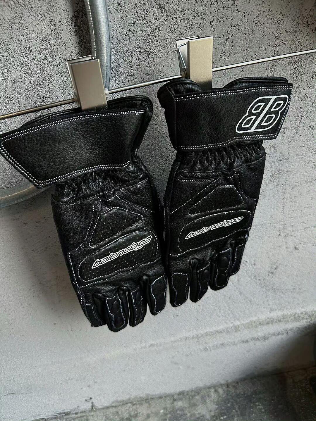 NIGO Balenciaga Men's And Women's Motorbike Fall Protection Leather Gloves Knitted Cotton Lining #nigo75416