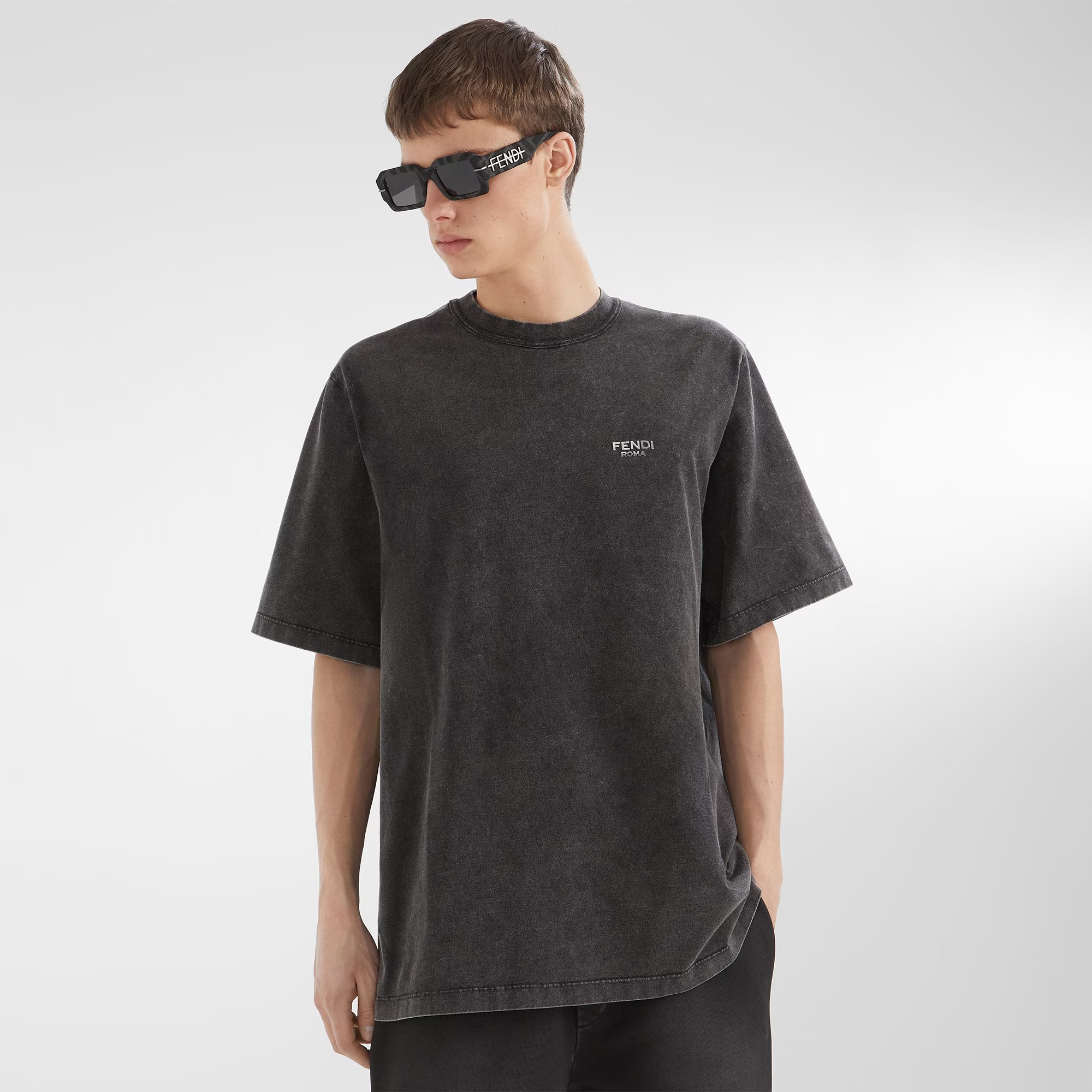 NIGO Fendi Men's Summer Solid Color Letter Print Round Neck Cotton Short Sleeve T-Shirt #nigo75399