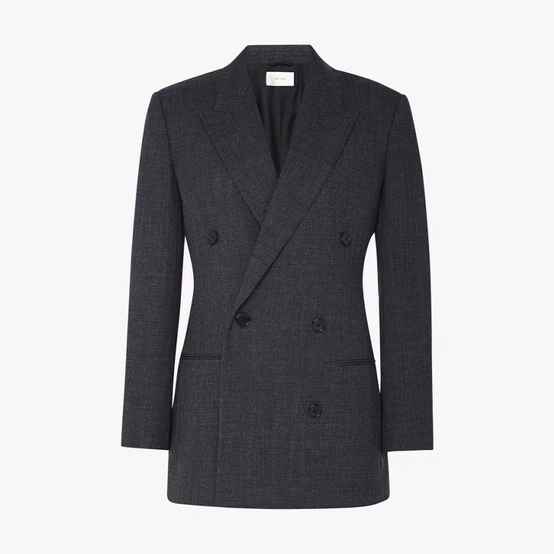 NIGO THE ROW Women's Spring And Autumn Solid Color Double Breasted Long Sleeve Lapel Fitted Wool Blazer Jacket Ngvp #nigo1133