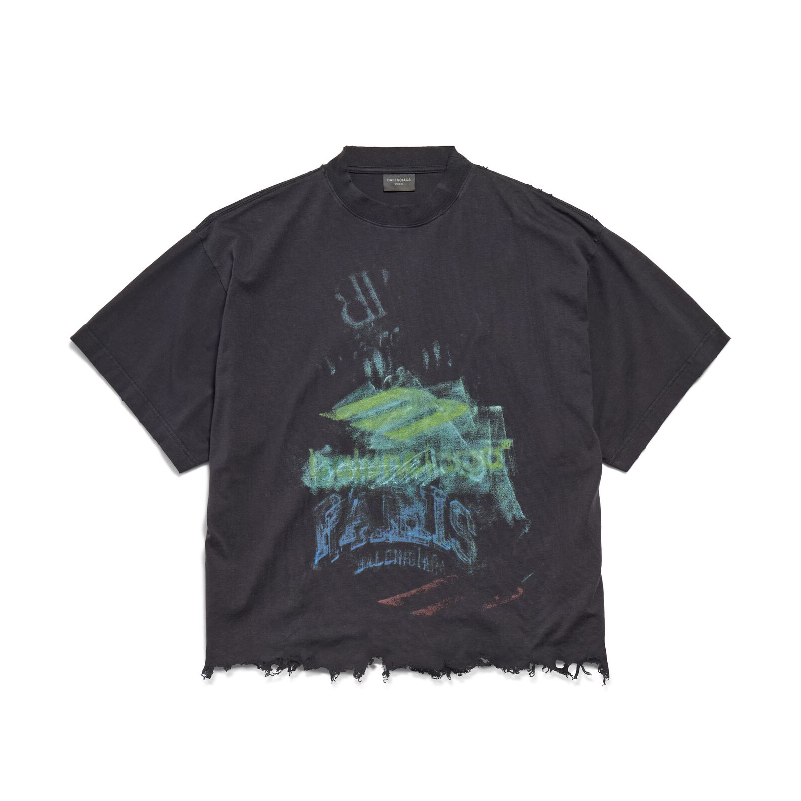 NIGO Balenciaga Women's Summer Solid Color Cotton Graffiti Printed Brushed Regular Fit Round Neck Short Sleeve T-Shirt #nigo75421