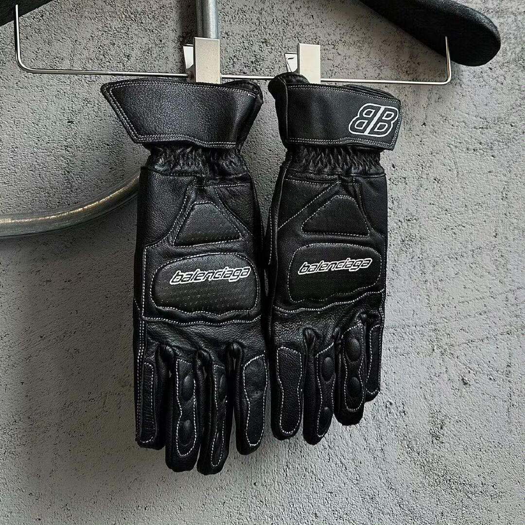 NIGO Balenciaga Men's And Women's Motorbike Fall Protection Leather Gloves Knitted Cotton Lining #nigo75416