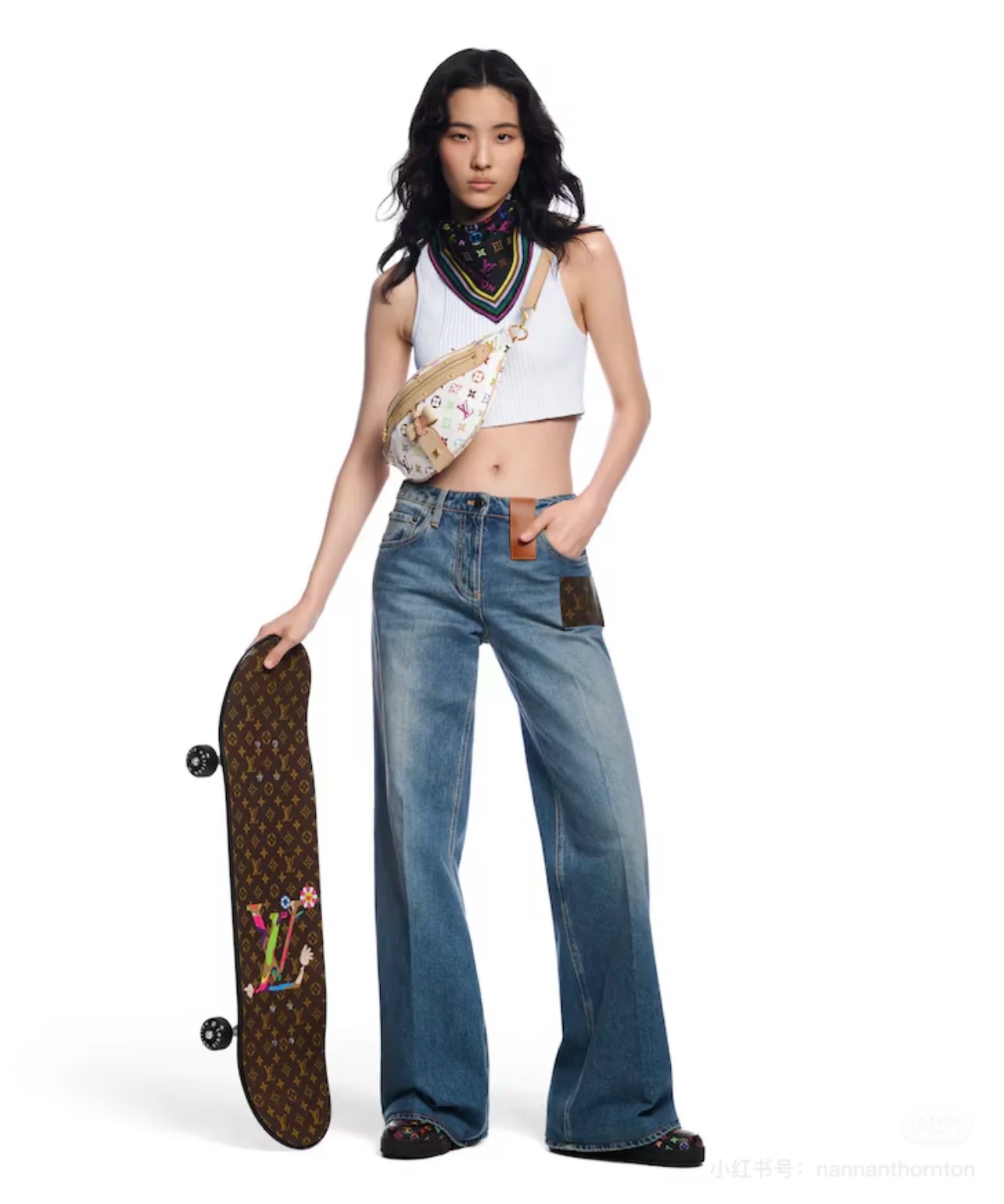 NIGO Louis Vuitton LV x TM High Rise Women's Colorful Monogrammed Zipper Closure Coated Canvas Leather Trimmed Belt Bag Bags #nigo75436