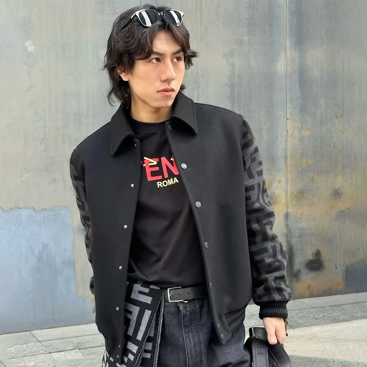 NIGO Fendi Men's Autumn and Winter Letter Printed Single Breasted Long Sleeve Baseball Jacket #nigo75447