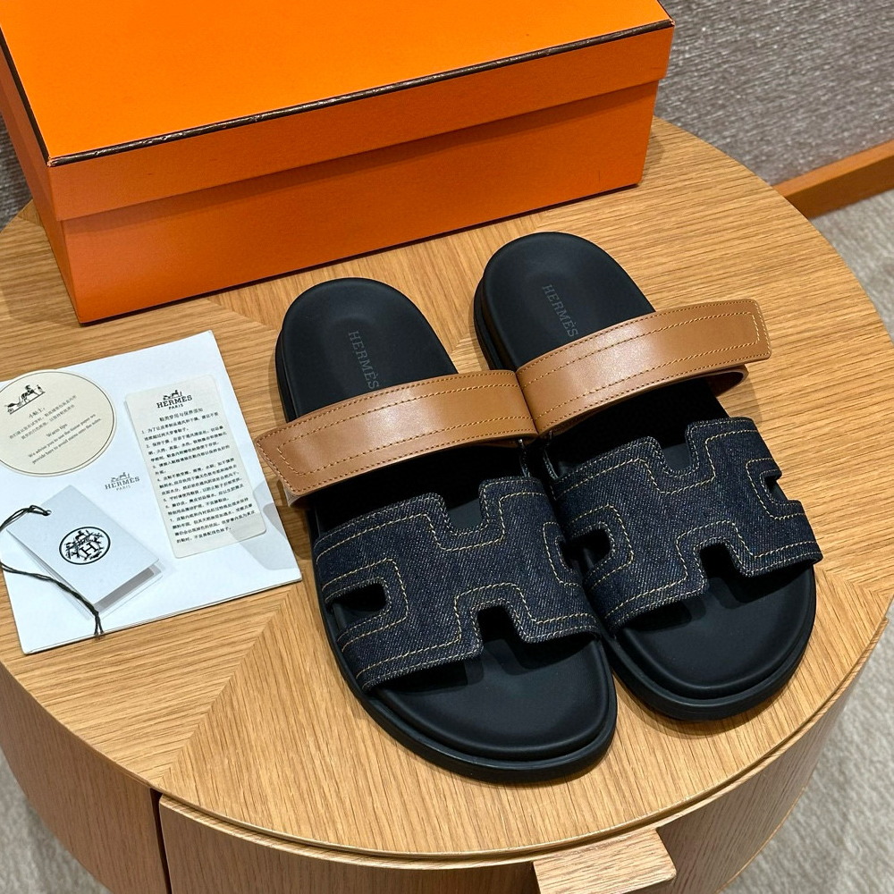 NIGO Hermes Men's Simple Comfortable Velcro Casual Leather Sandals Slippers Shoes #nigo75449