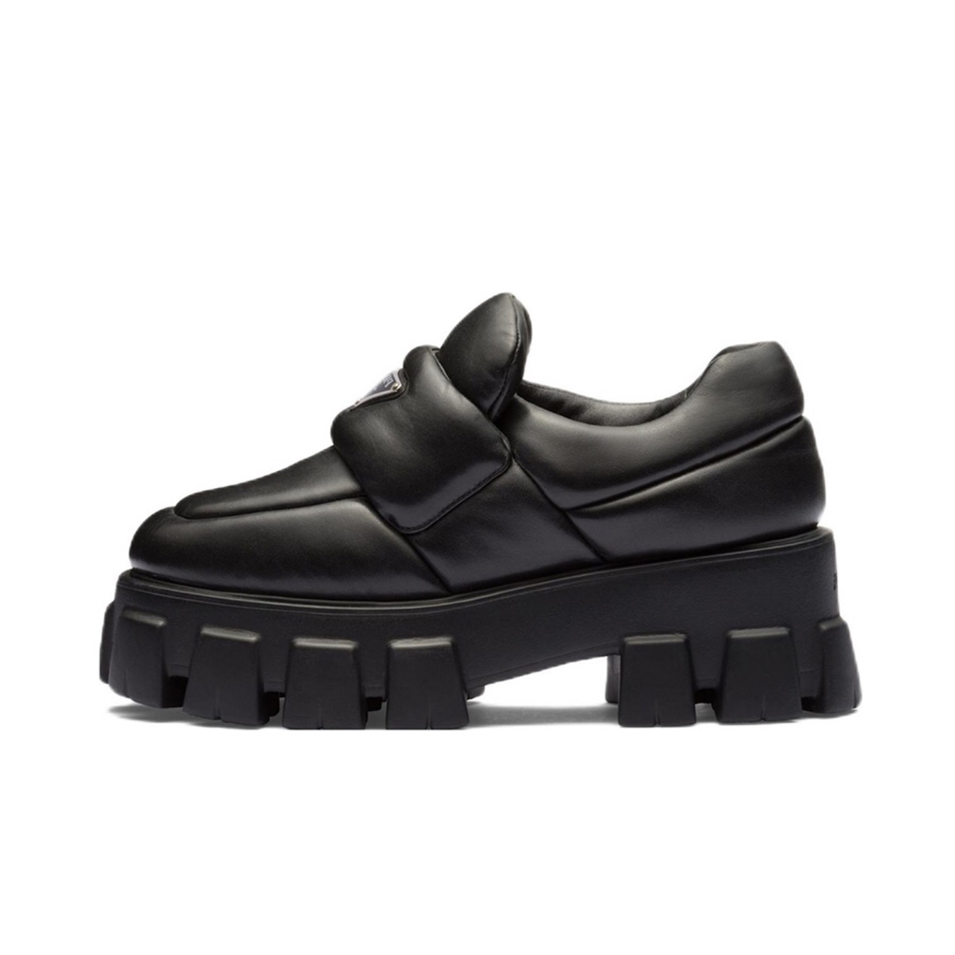 NIGO Prada Women's Autumn and Winter Triangle Label Logo Solid Color Sheepskin Thick Sole Loafers Shoes #nigo75448