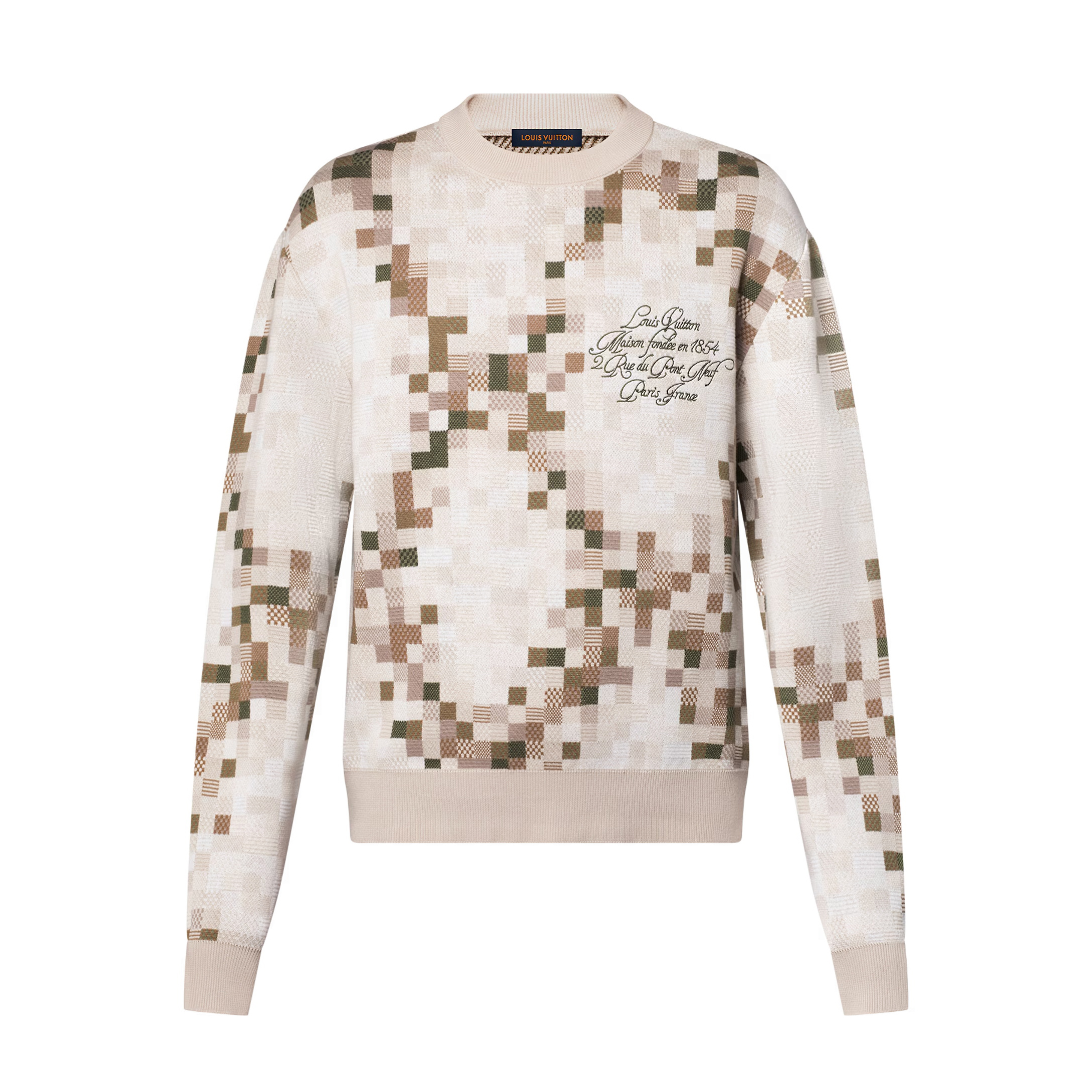 NIGO Louis Vuitton Men's Spring and Autumn Square Printed Round Neck Cotton Long Sleeve Pullover Sweater #nigo75451