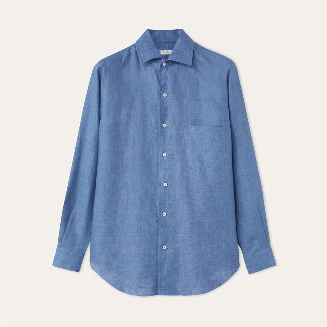NIGO Loro Piana Men's Spring And Summer Solid Color André Shirt Lapel Single-breasted Linen Shirt Ngvp #nigo7962