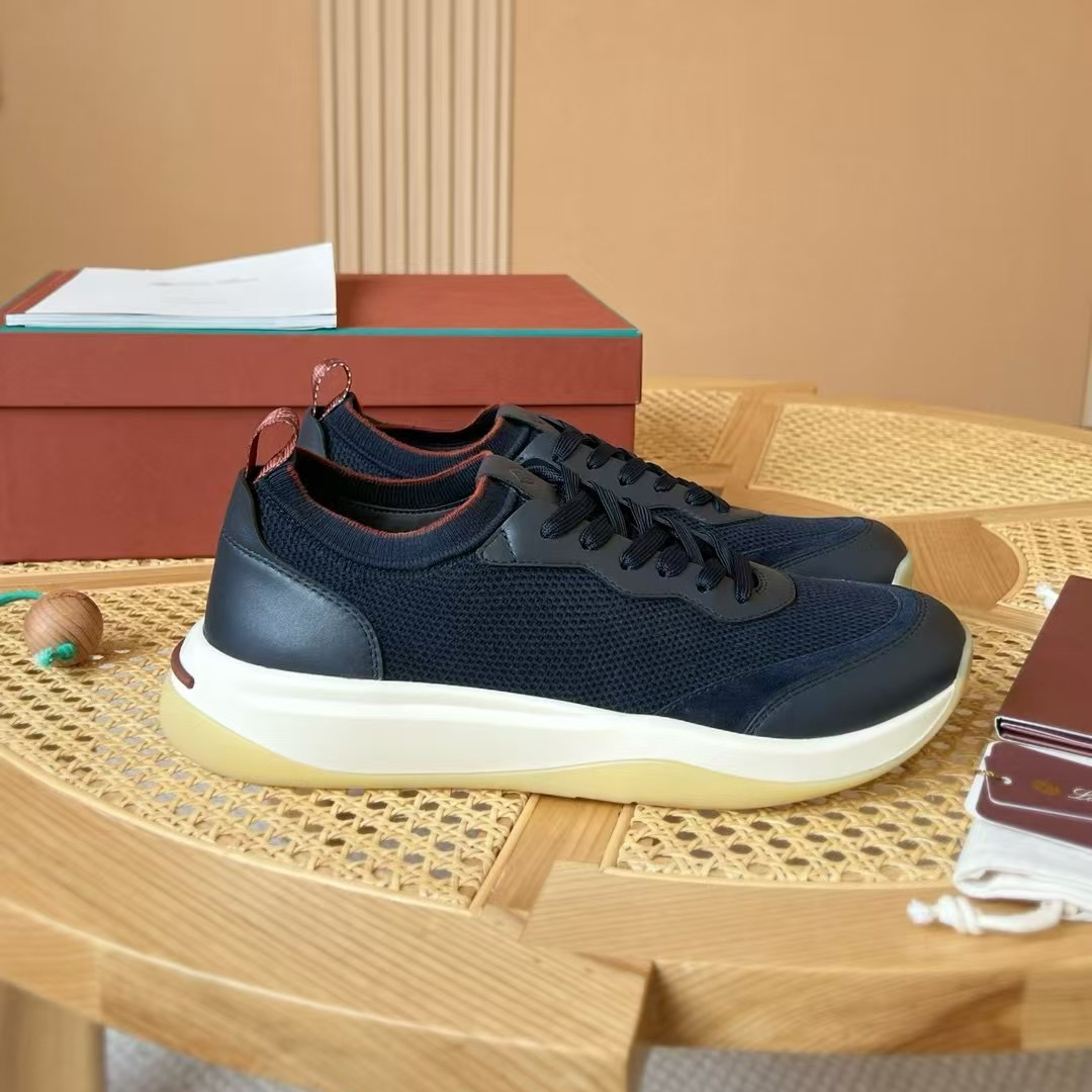 NIGO Loro Piana Men's 410 LP Walk Wish Sneakers Four Seasons Round Toe Lace Solid Color Low Top Casual Shoes Ngvp #nigo1142