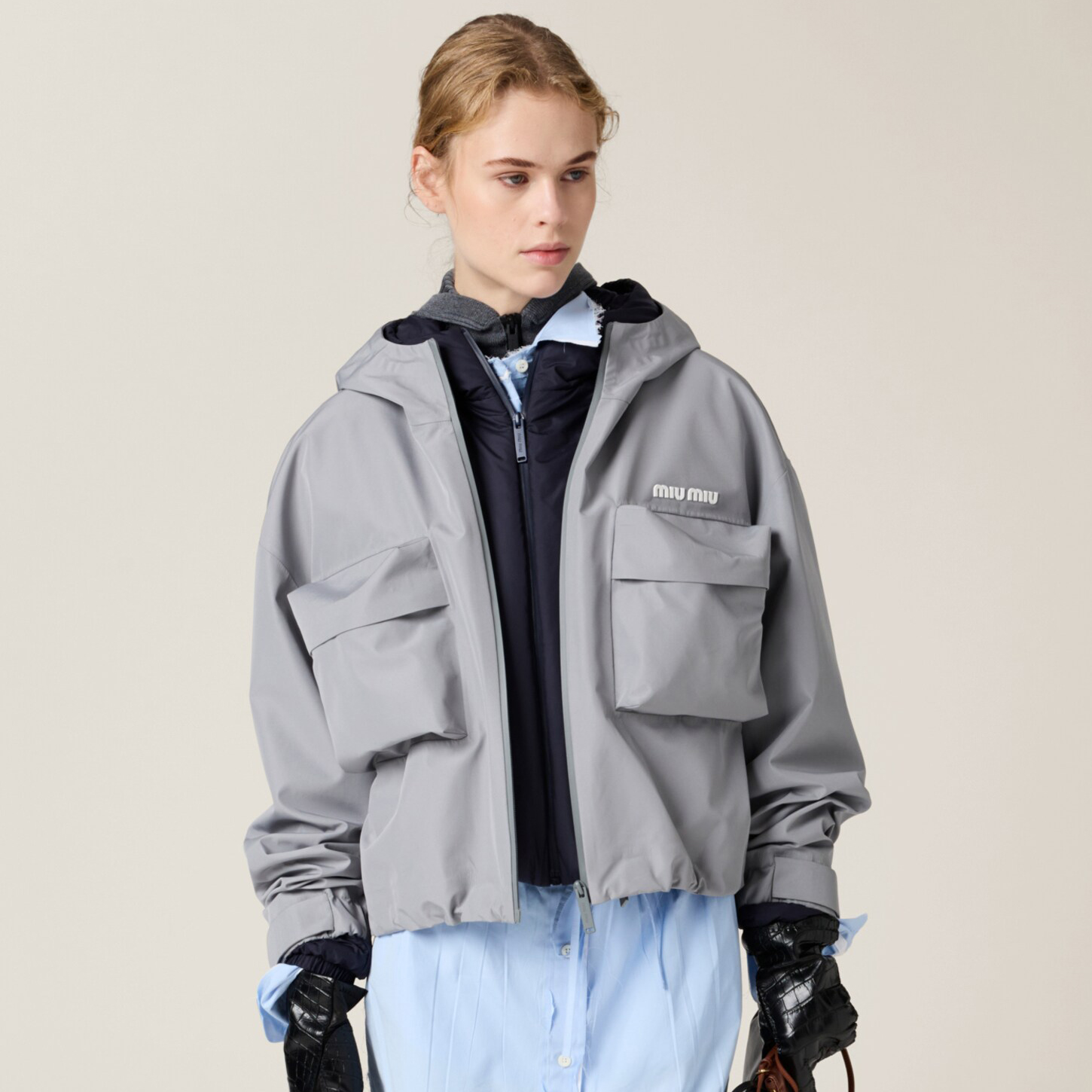 NIGO MiuMiu Women's Spring and Autumn Logo Letter Printed Solid Color Hooded Long Sleeve Zipper Jacket #nigo75469