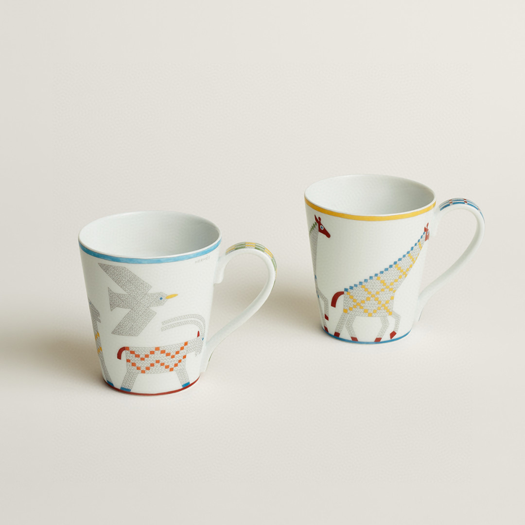 NIGO Hermes Animaux Nattes White Mug In Bone China With Colorful Animal Prints Two Piece Cups Mugs Accessories #nigo75467