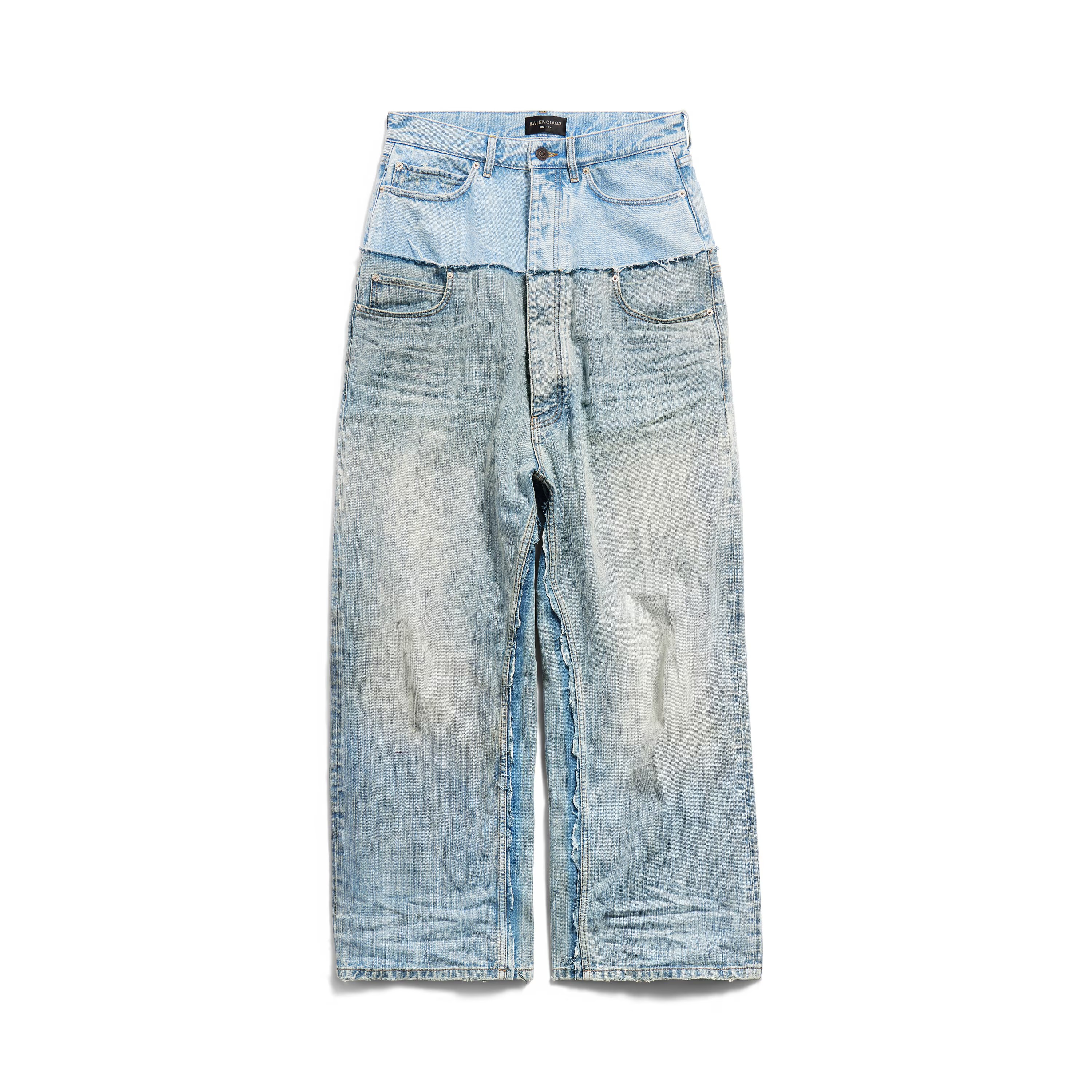 NIGO Balenciaga Men's Old Solid Color Splicing Old Jeans Casual Cut-Up Baggy Straight Pants Ngvp #nigo1146