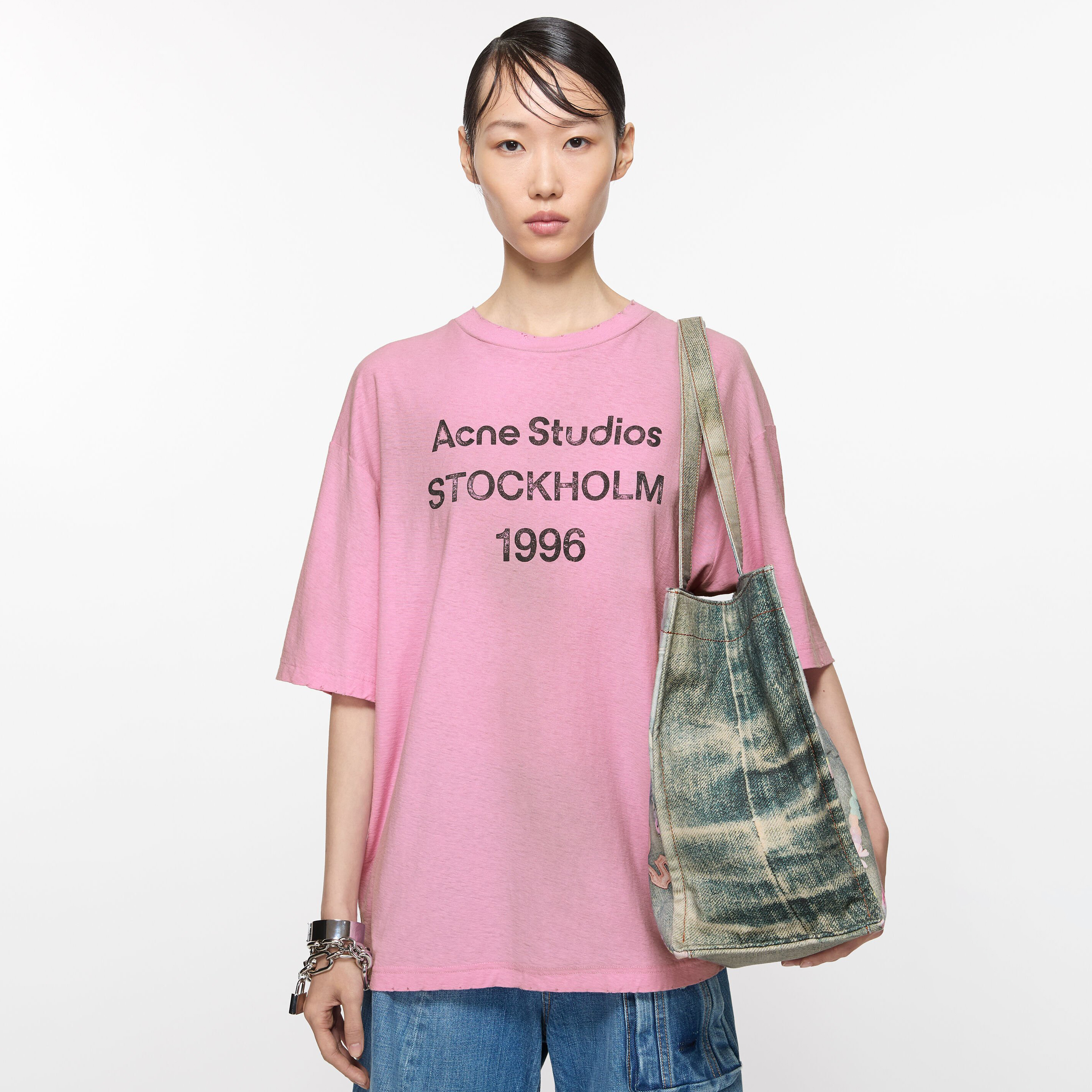 NIGO Acne Studios Men's and Women's Letter Logo Vintage Spray Paint Aged Round Neck Short Sleeve T-Shirt #nigo75473