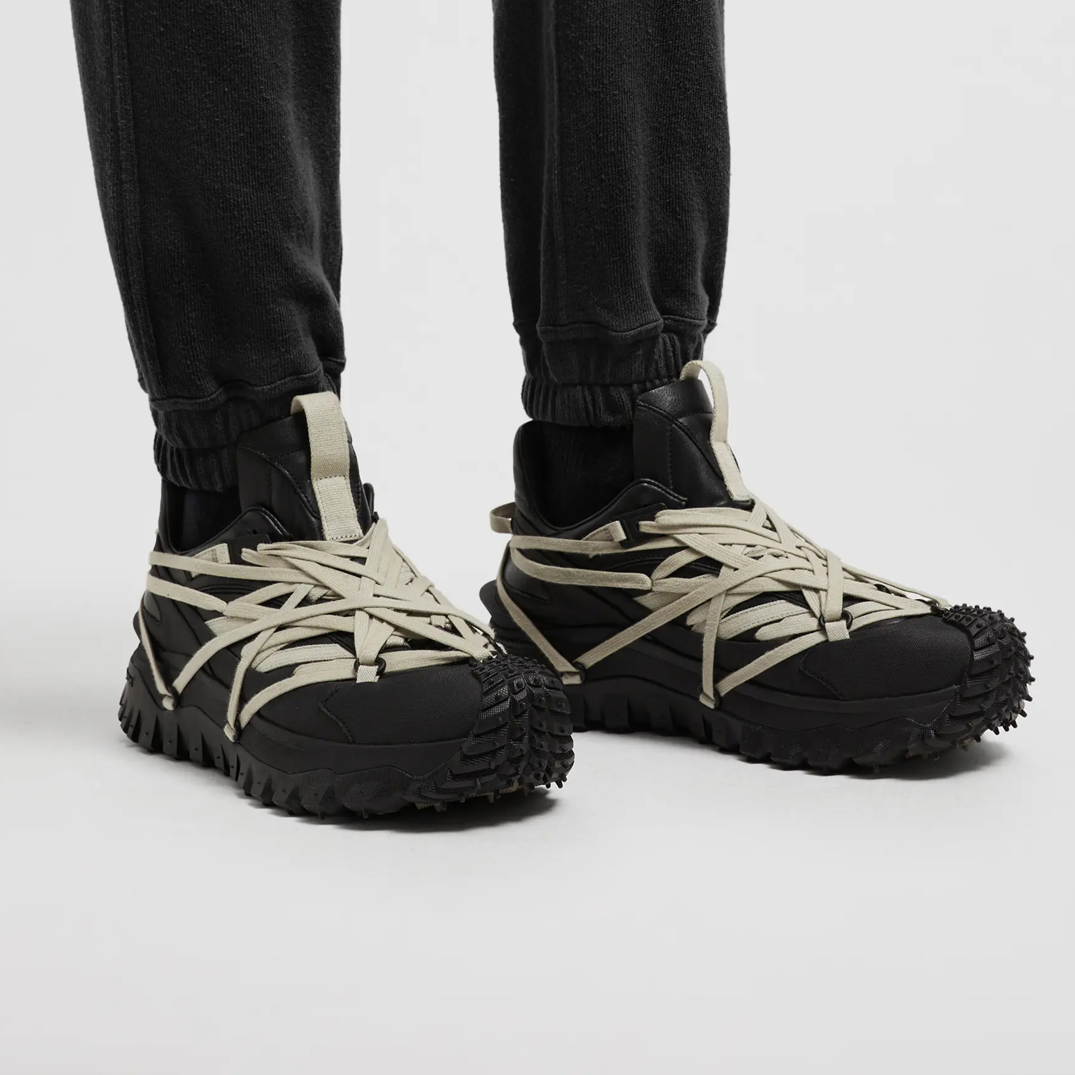 NIGO Moncler X Rick Owens Trailgrip Megalace Men's And Women's Leather Sneakers Cross Country Travel Outdoor Sports Hiking Shoes Comfortable High Street Lace Up Casual Shoes Ngvp #nigo1118