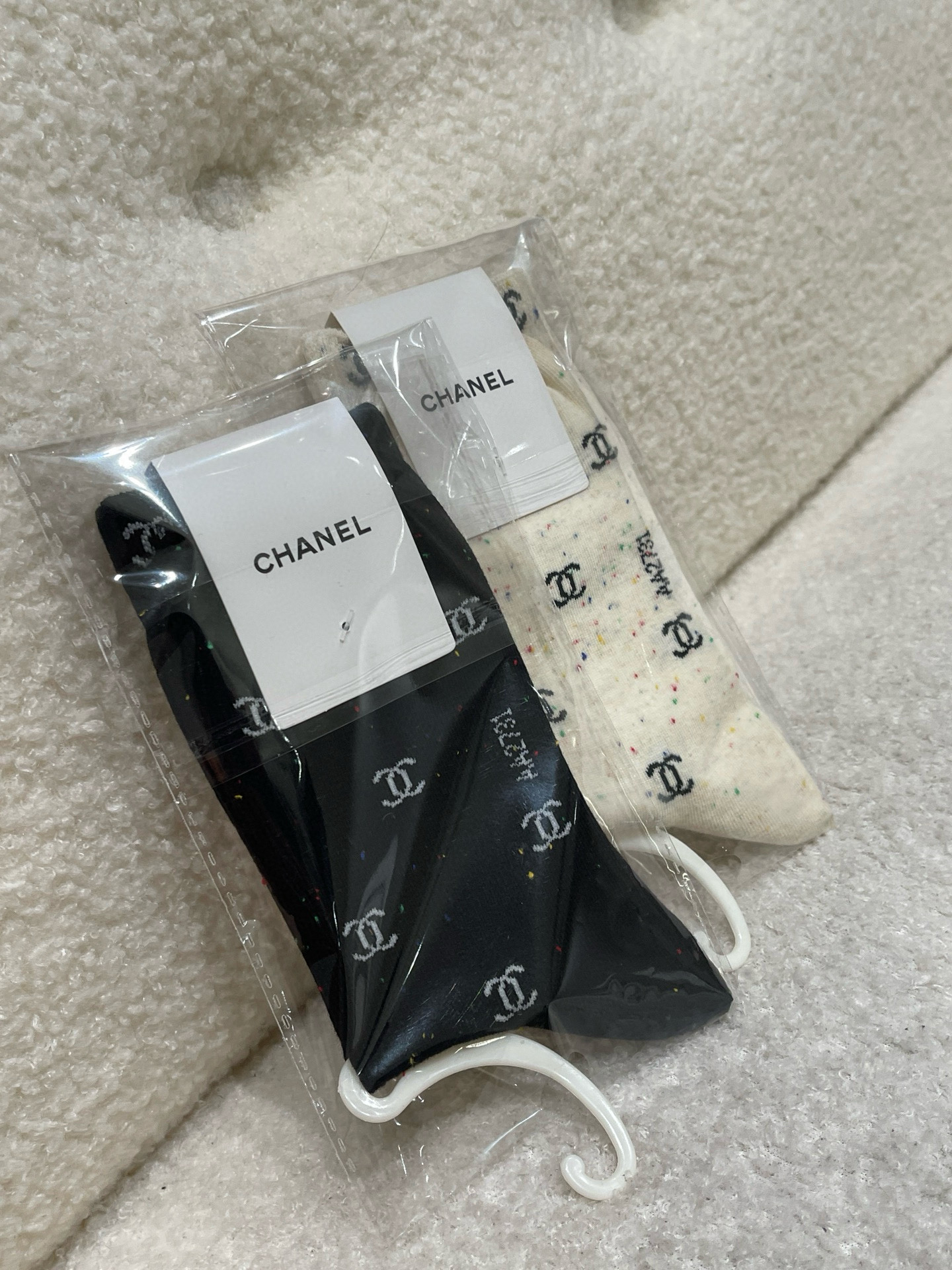 NIGO Chanel Women's Four Seasons Double C Letter Printed Sports Solid Color Cotton Socks Four Pairs Set #nigo75475