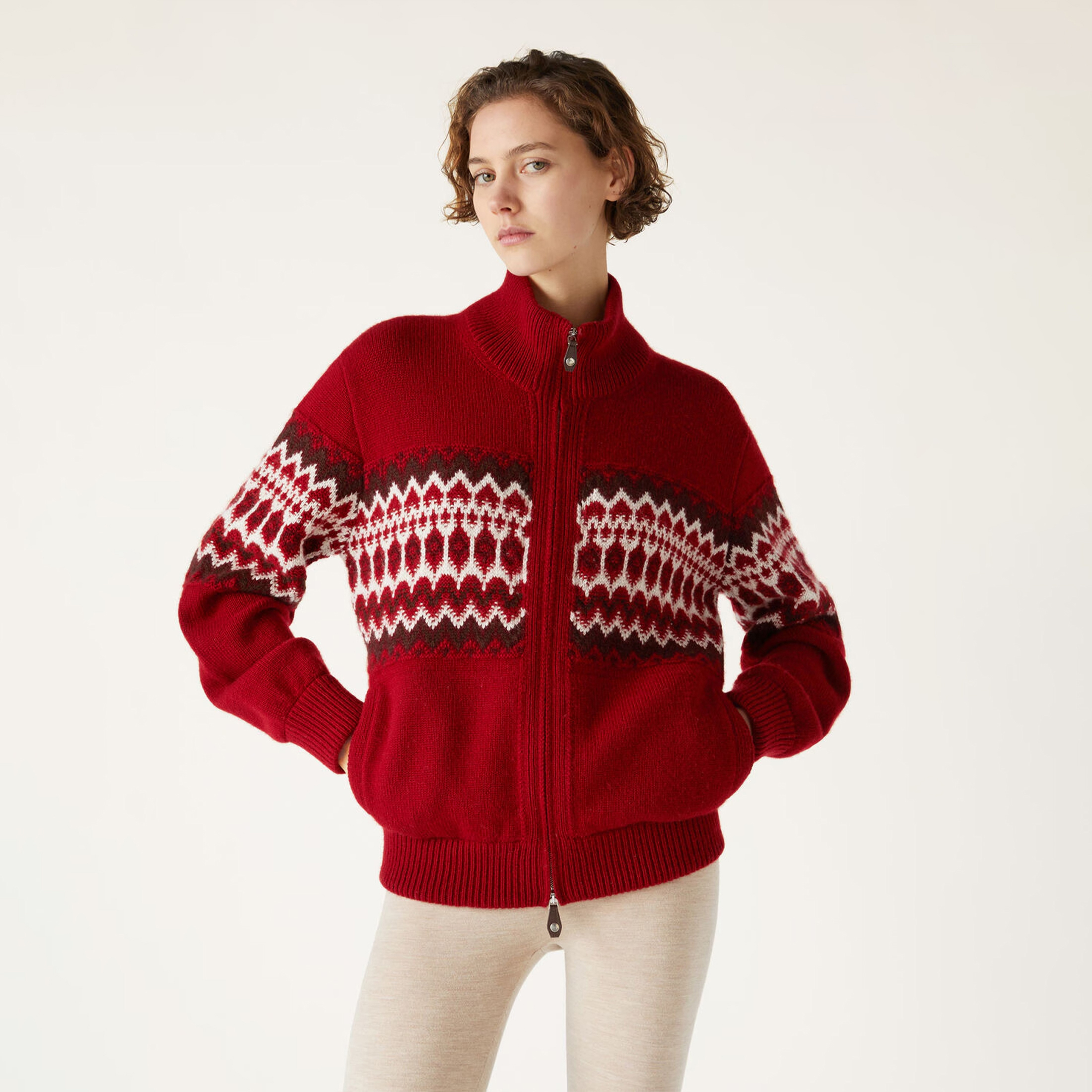 NIGO Loro Piana Women's Alpe Pile Women's Aviator Sweater Christmas Holiday Cubic Jacquard Cashmere Cardigan Knitted Sweater Ngvp #nigo9855