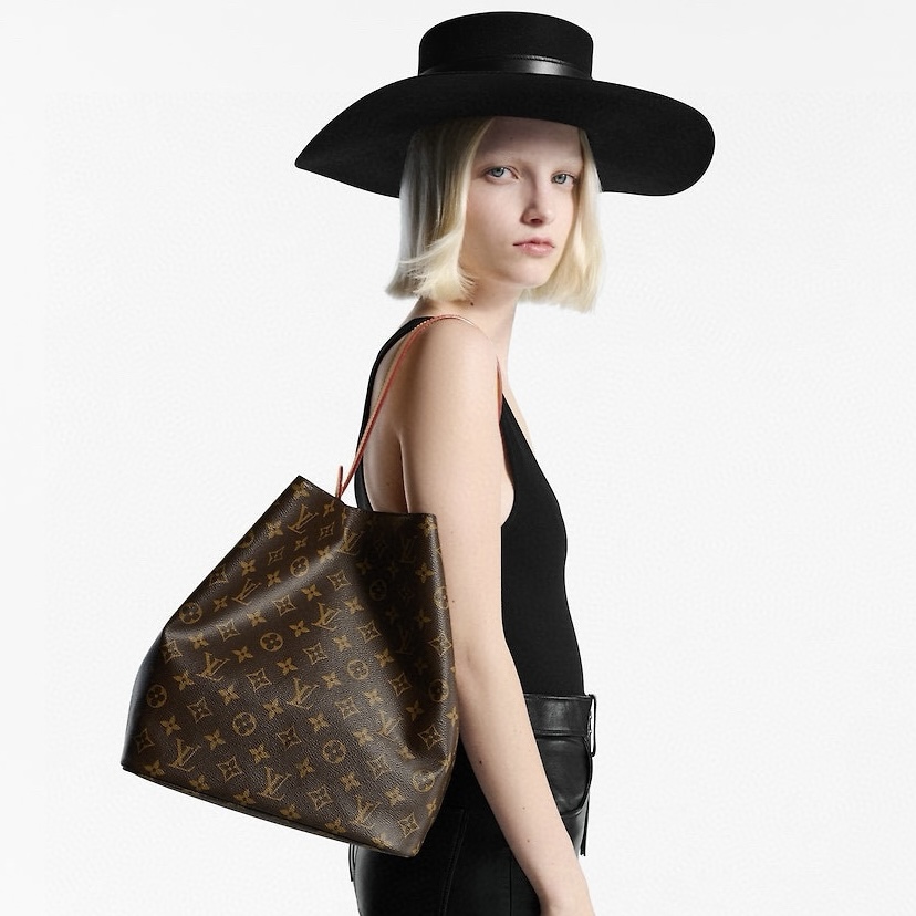 NIGO Louis Vuitton All In GM Women's Brown Letter Printed Removable Zipper Inside Pocket Coated Canvas Shoulder Tote Bag Bags #nigo75488