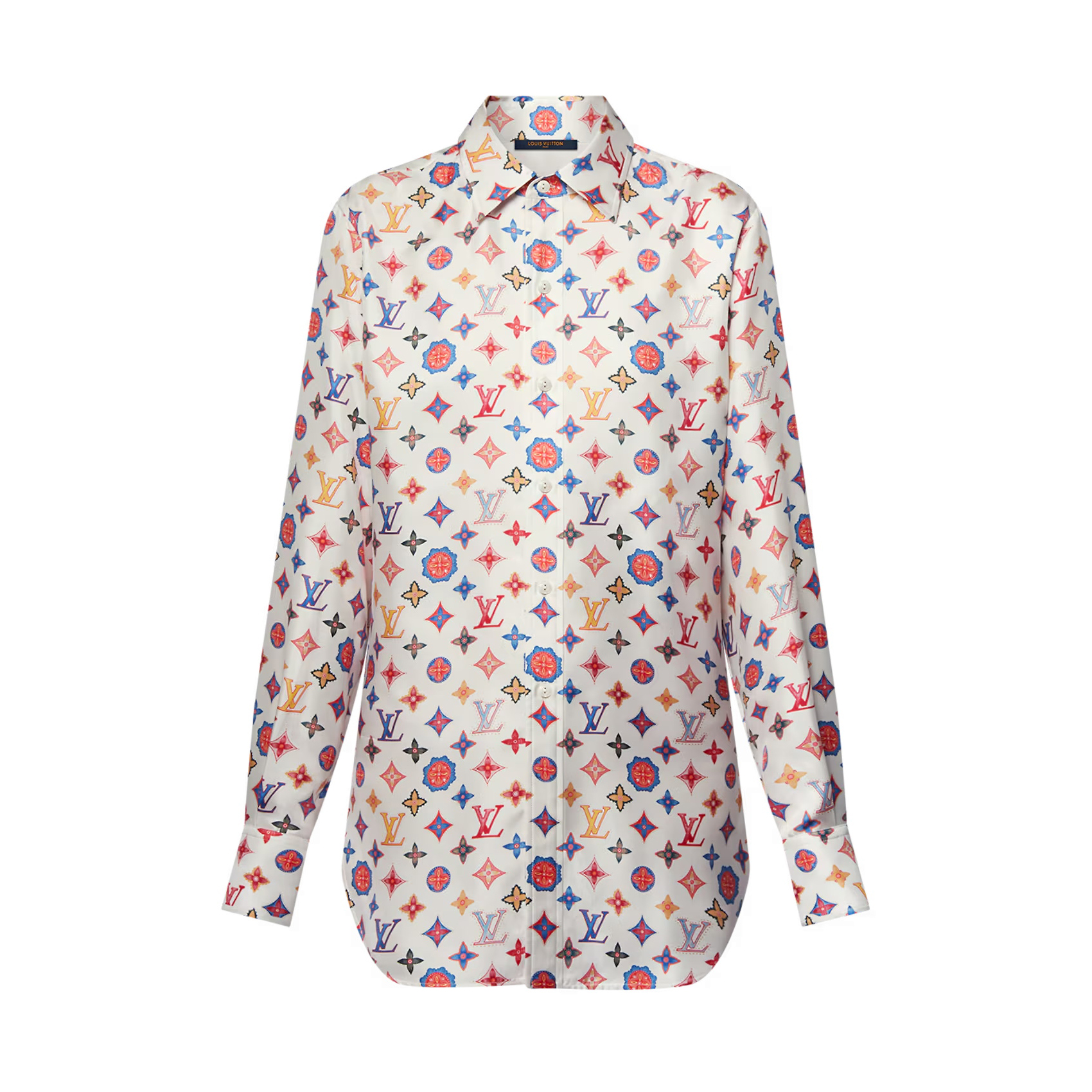 NIGO Louis Vuitton Women's Summer Colorful Letter Printed Silk Single Breasted Long Sleeve Shirt #nigo75483