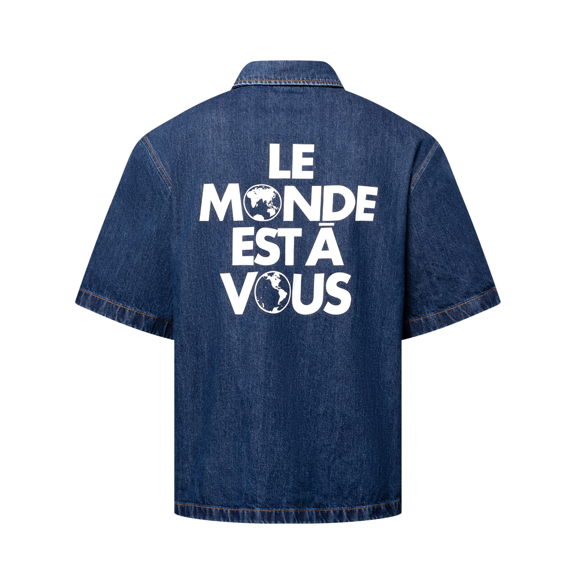 NIGO Louis Vuitton Men's Spring And Summer Solid Color Single Breasted Short Sleeved Denim Shirt #nigo75478