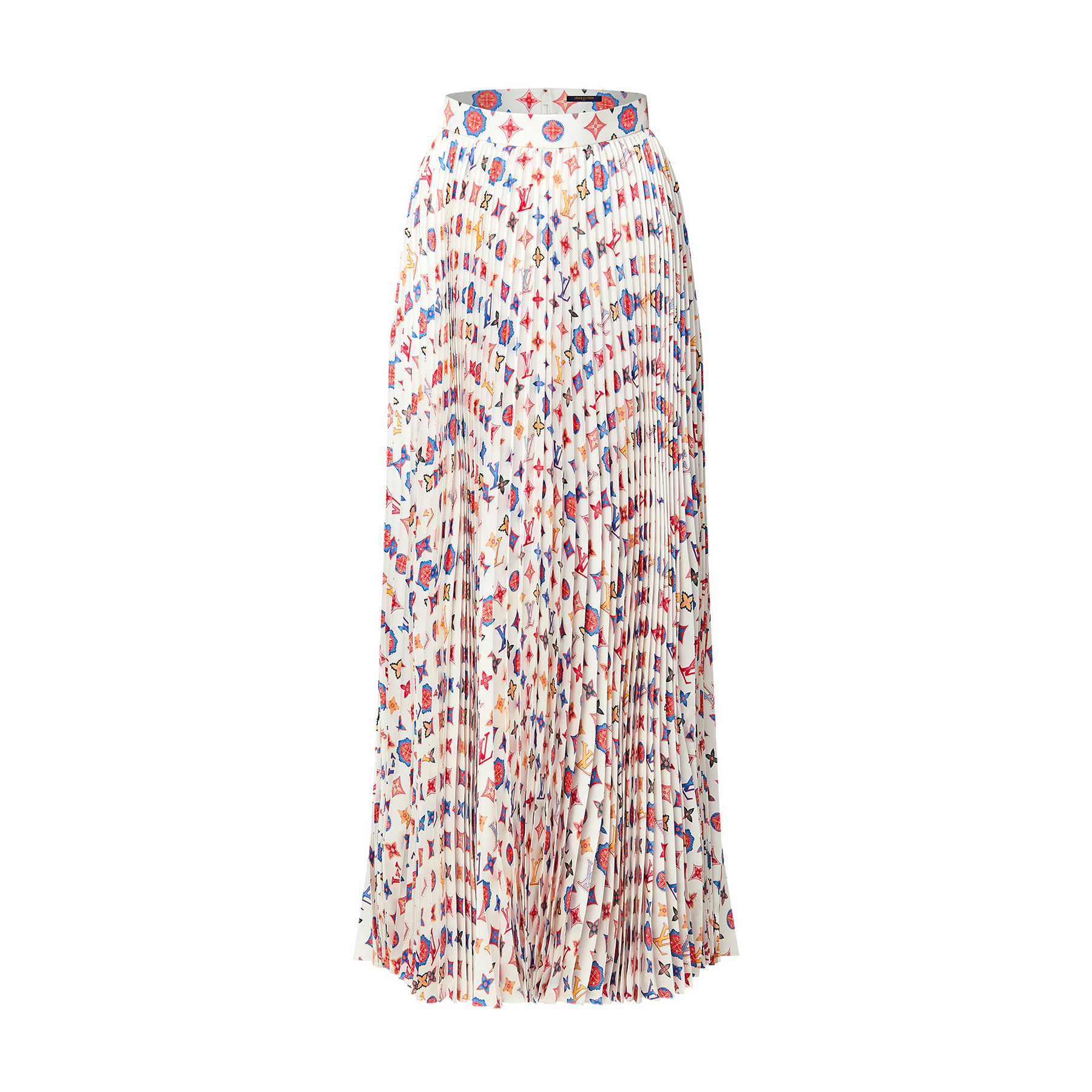 NIGO Louis Vuitton Women's Summer Colorful Letter Printed Pleated Mid Waist Silk Casual Half-body Skirt #nigo75484