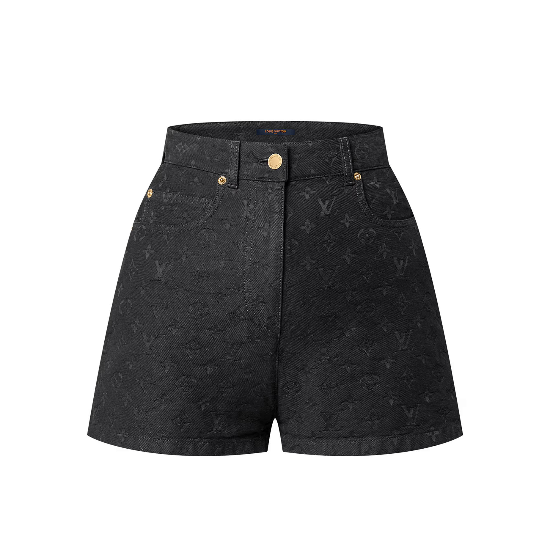 NIGO Louis Vuitton Women's Summer Solid Color Alphabet All Over Printed Hidden Zipper Closure Denim Shorts #nigo75479