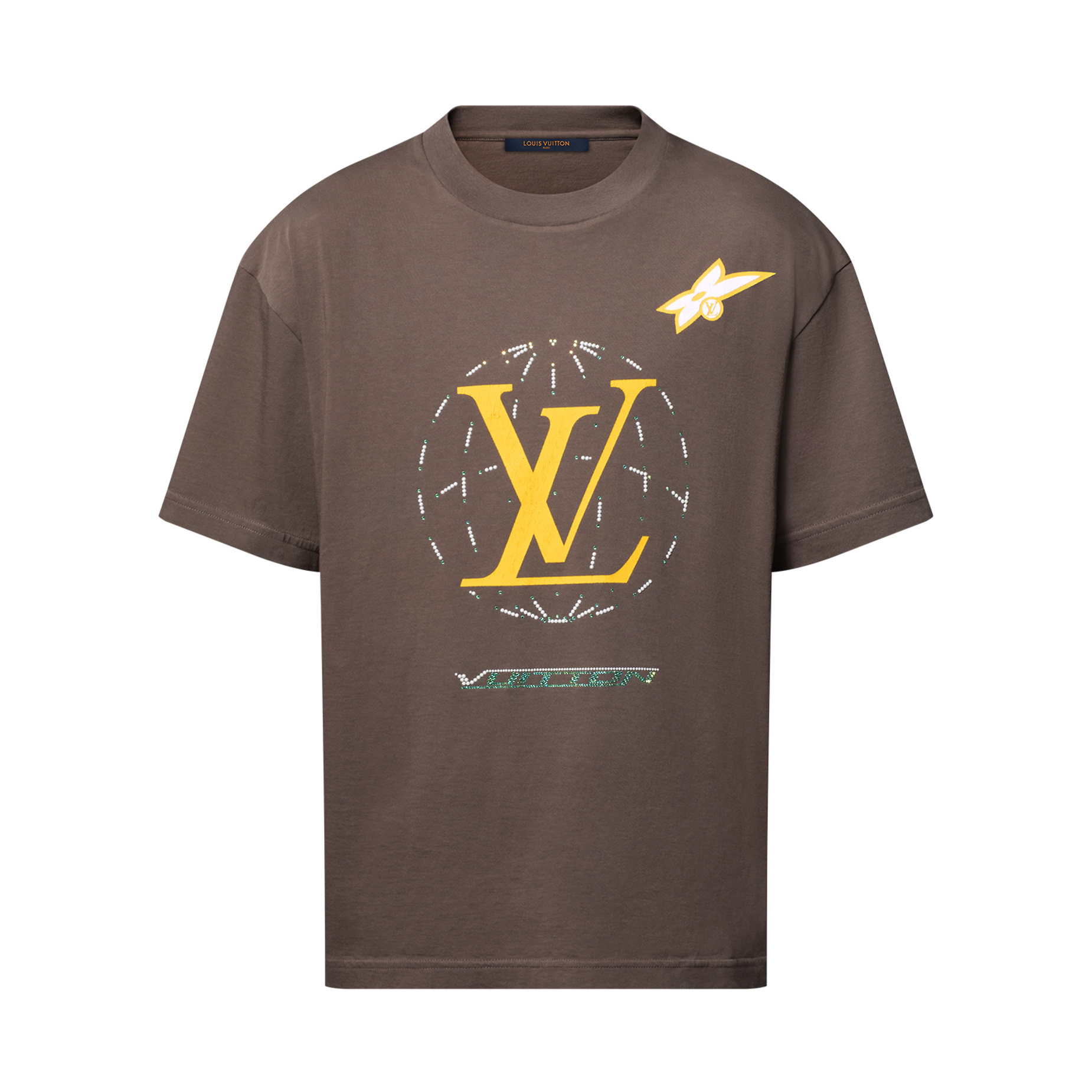 NIGO Louis Vuitton Men's Summer Graphic Print Round Neck Brown Cotton Short Sleeve T-Shirt #nigo75494