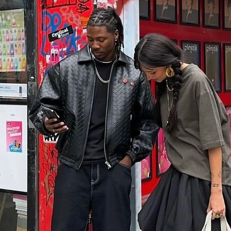 NIGO Louis Vuitton Men's Autumn And Winter Dice Embroidery Zipper Loose Solid Color Woven Leather Jacket Coat Ngvp #nigo1152