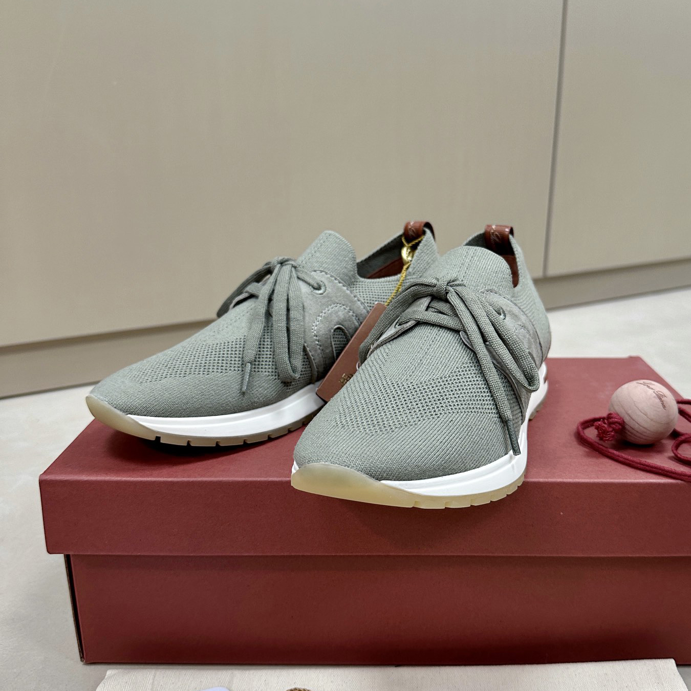 NIGO Loro Piana Flexy Walk Women's Round Toe Lace Up Solid Color Wool Blend Knit Fabric Low Top Lace Up Casual Shoes #nigo75526