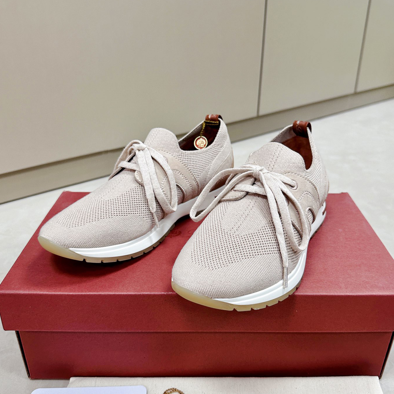 NIGO Loro Piana Flexy Walk Women's Round Toe Lace Up Solid Color Wool Blend Knit Fabric Low Top Lace Up Casual Shoes #nigo75526